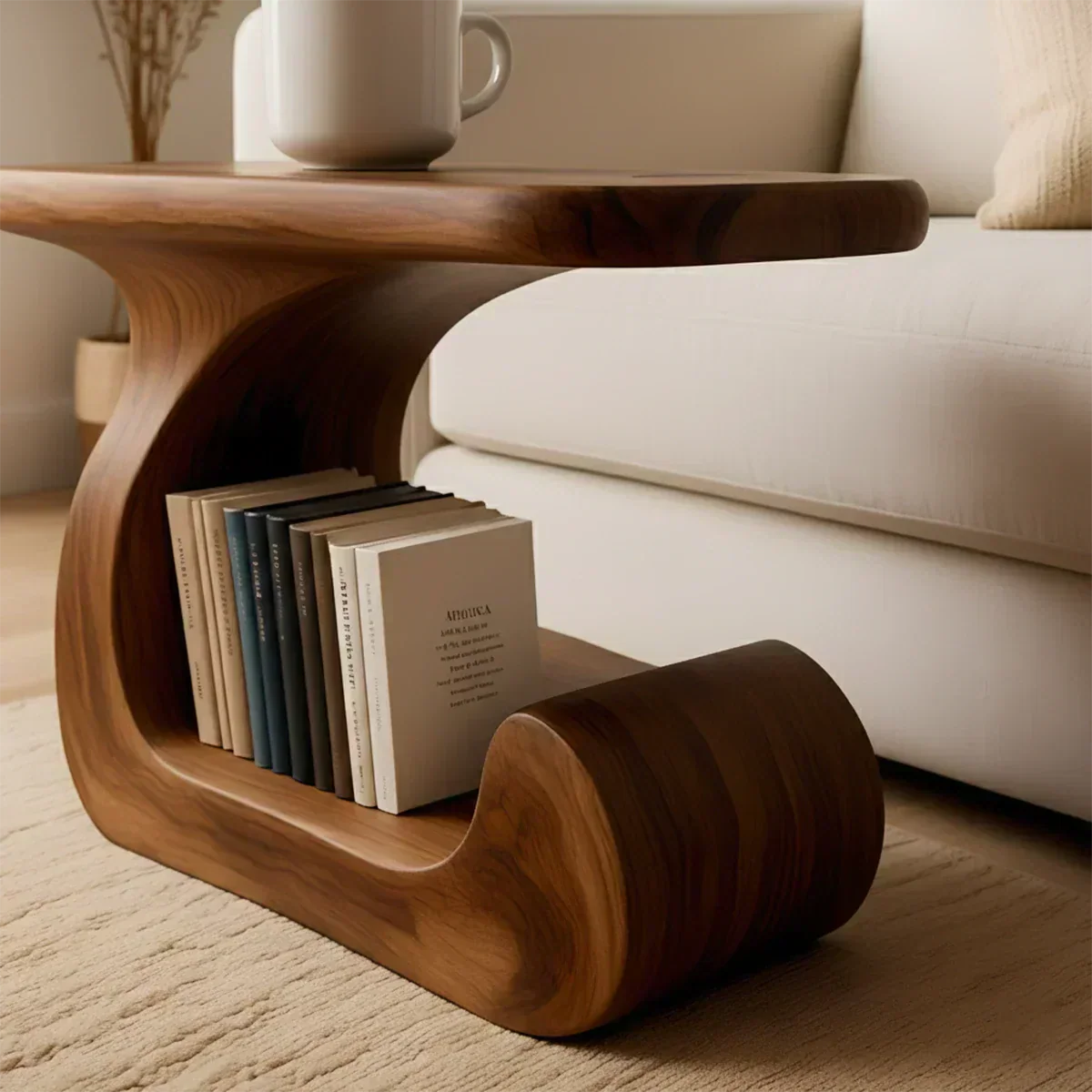 Solid Wood End Table – Modern Sculptural Flowform - Rustiracraft