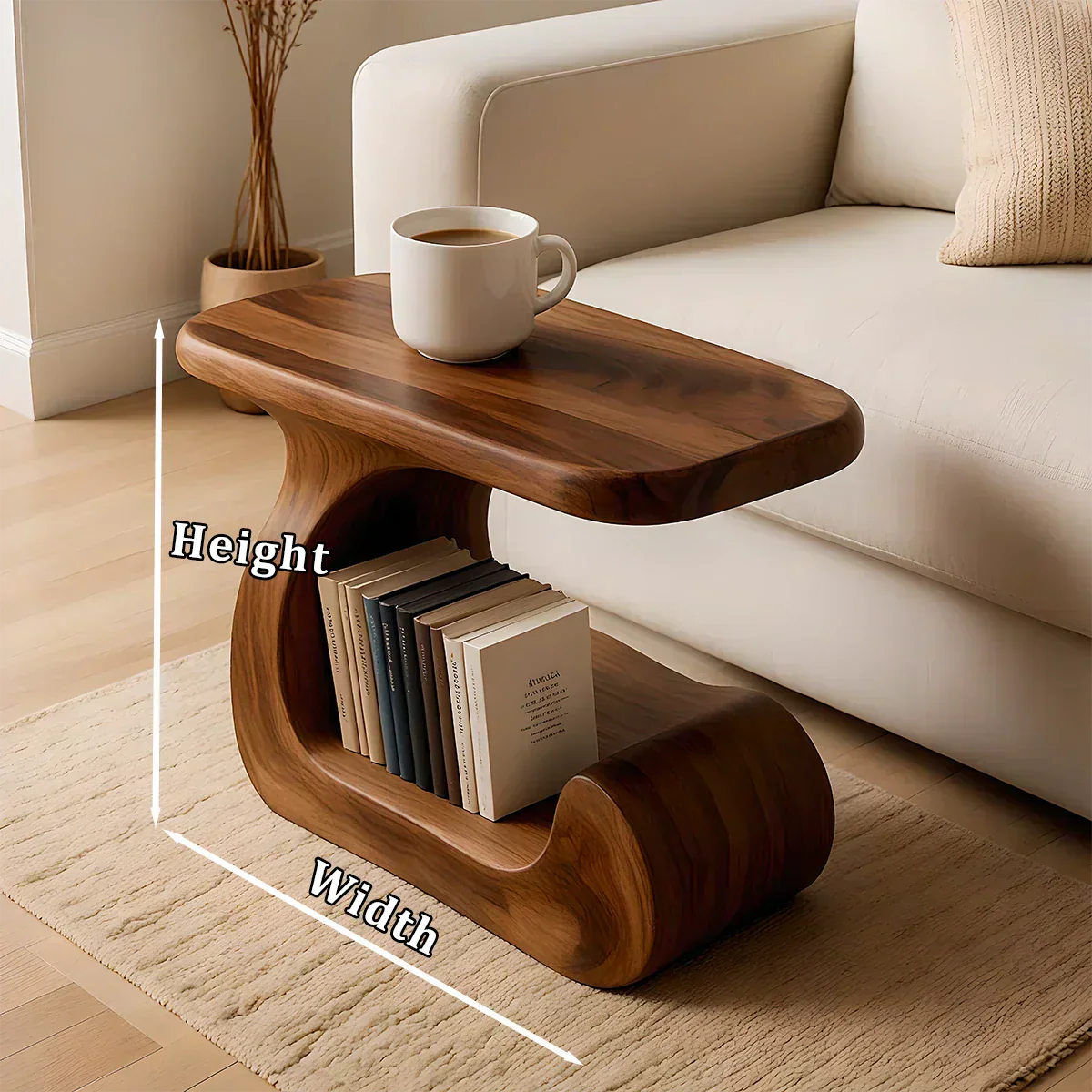 Solid Wood End Table – Modern Sculptural Flowform - Rustiracraft