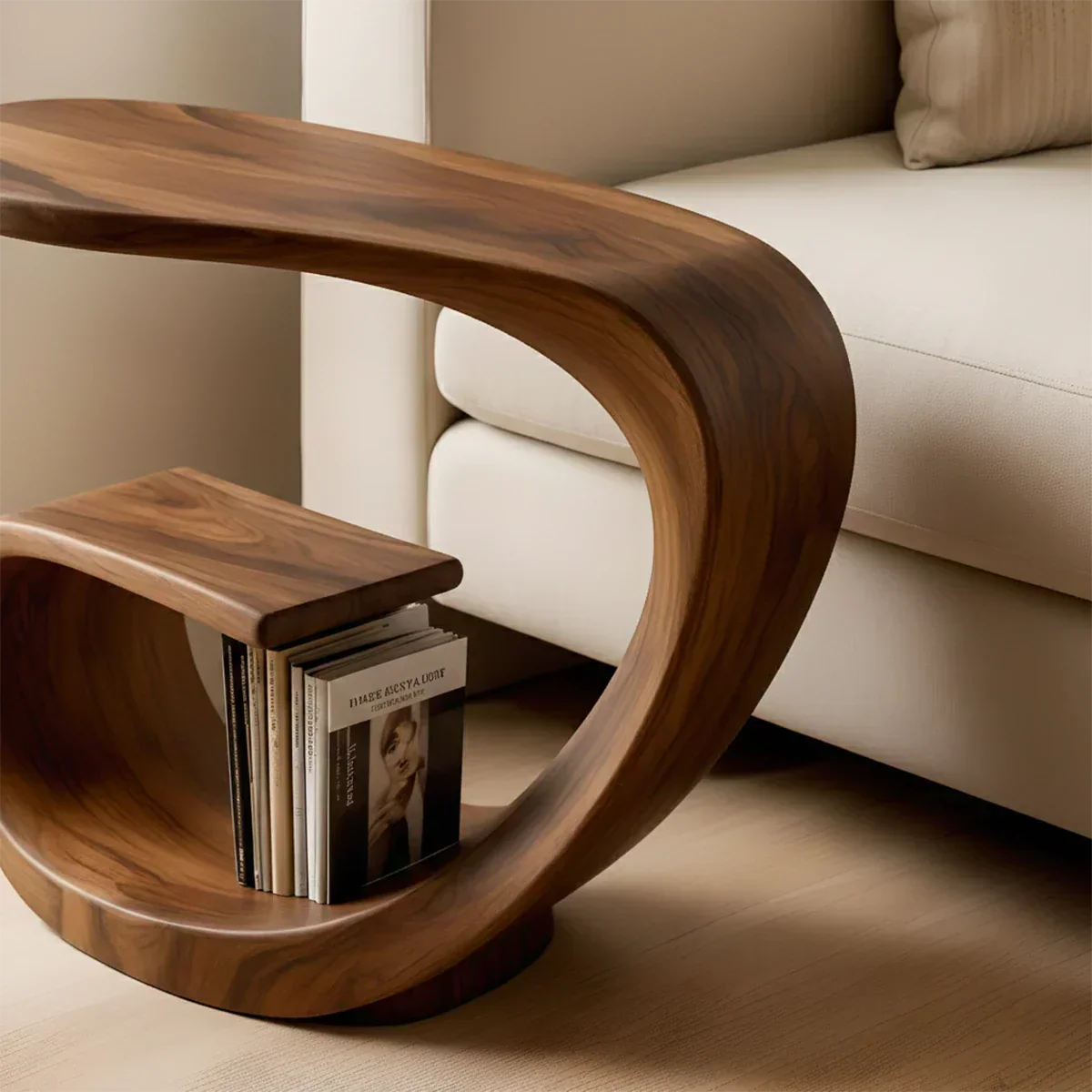Solid Wood End Table – Sculptural Rustic Elegance - Rustiracraft
