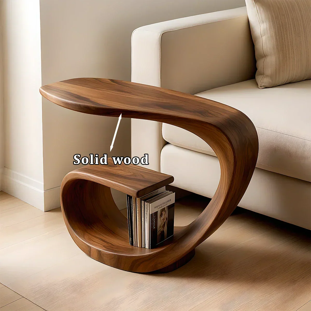 Solid Wood End Table – Sculptural Rustic Elegance - Rustiracraft