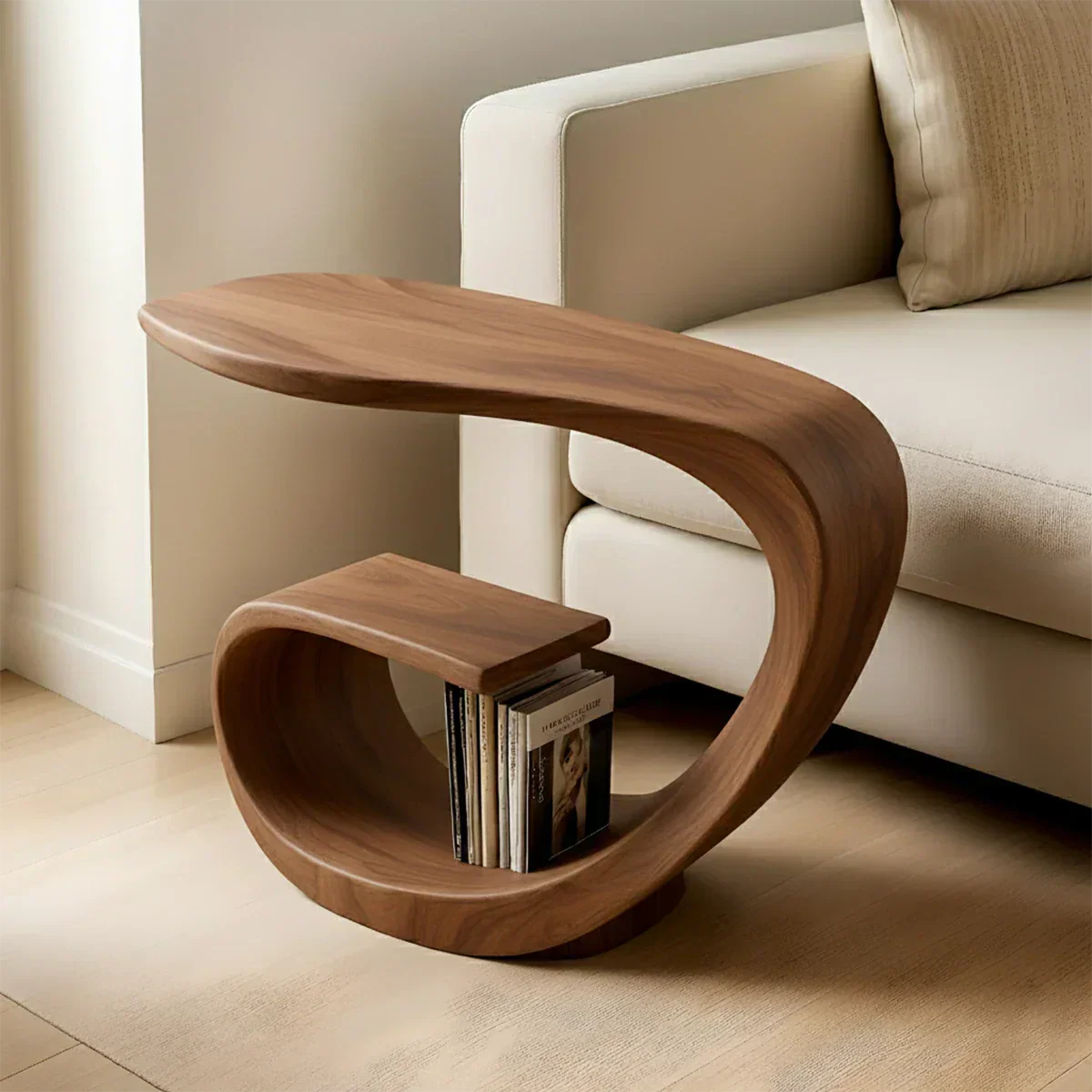 Solid Wood End Table – Sculptural Rustic Elegance - Rustiracraft
