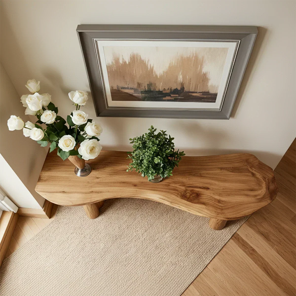 Solid Wood Entry Console Table with Rounded Log Legs - Rustiracraft