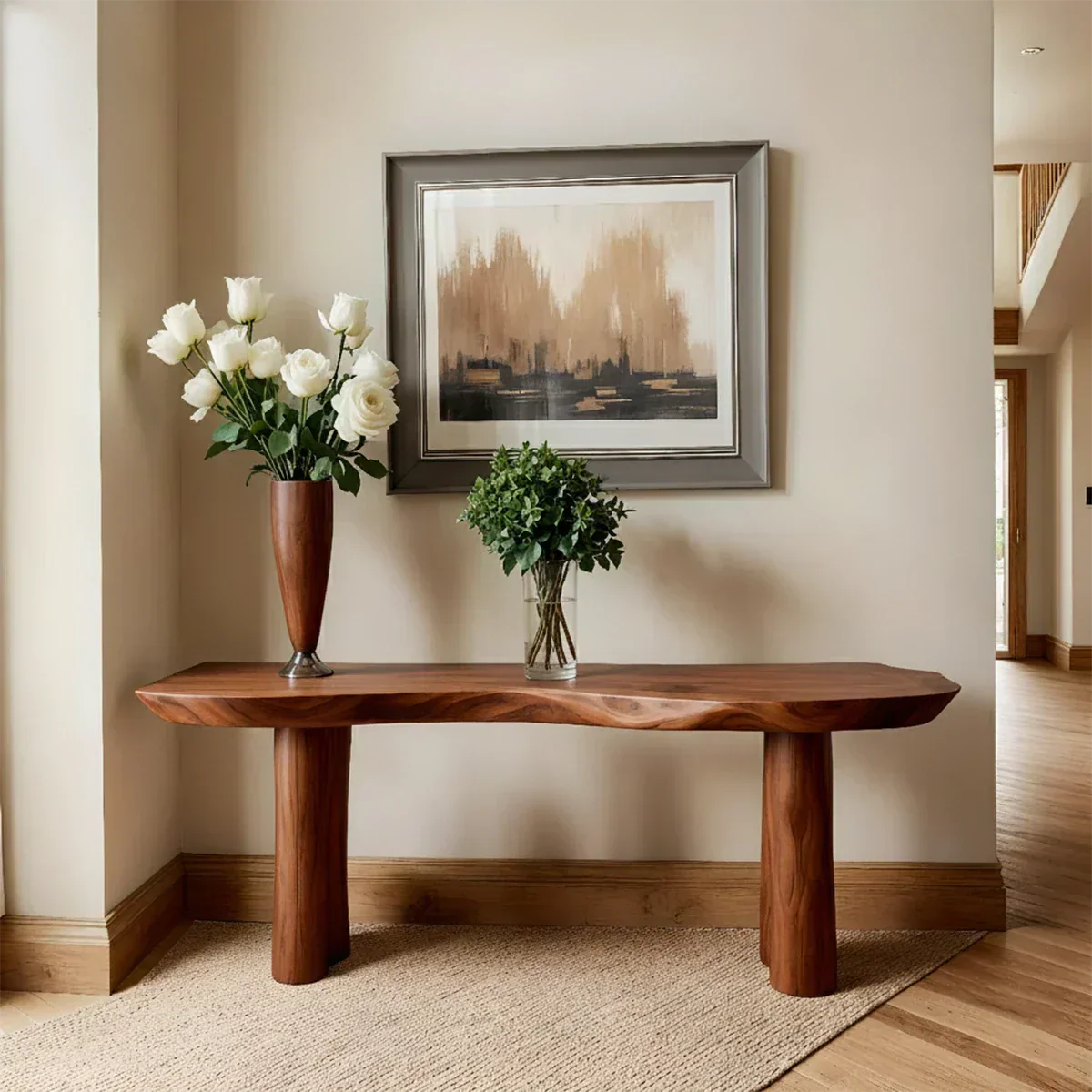 Solid Wood Entry Console Table with Rounded Log Legs - Rustiracraft