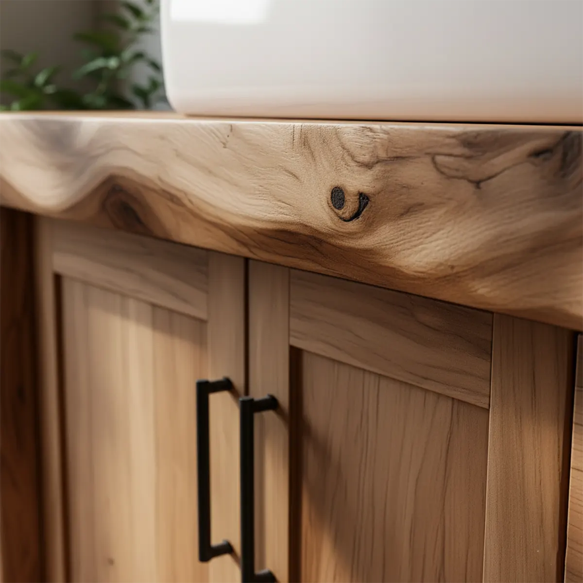 Solid Wood Live Edge Bathroom Vanity with Cabinet & Drawers - Rustiracraft