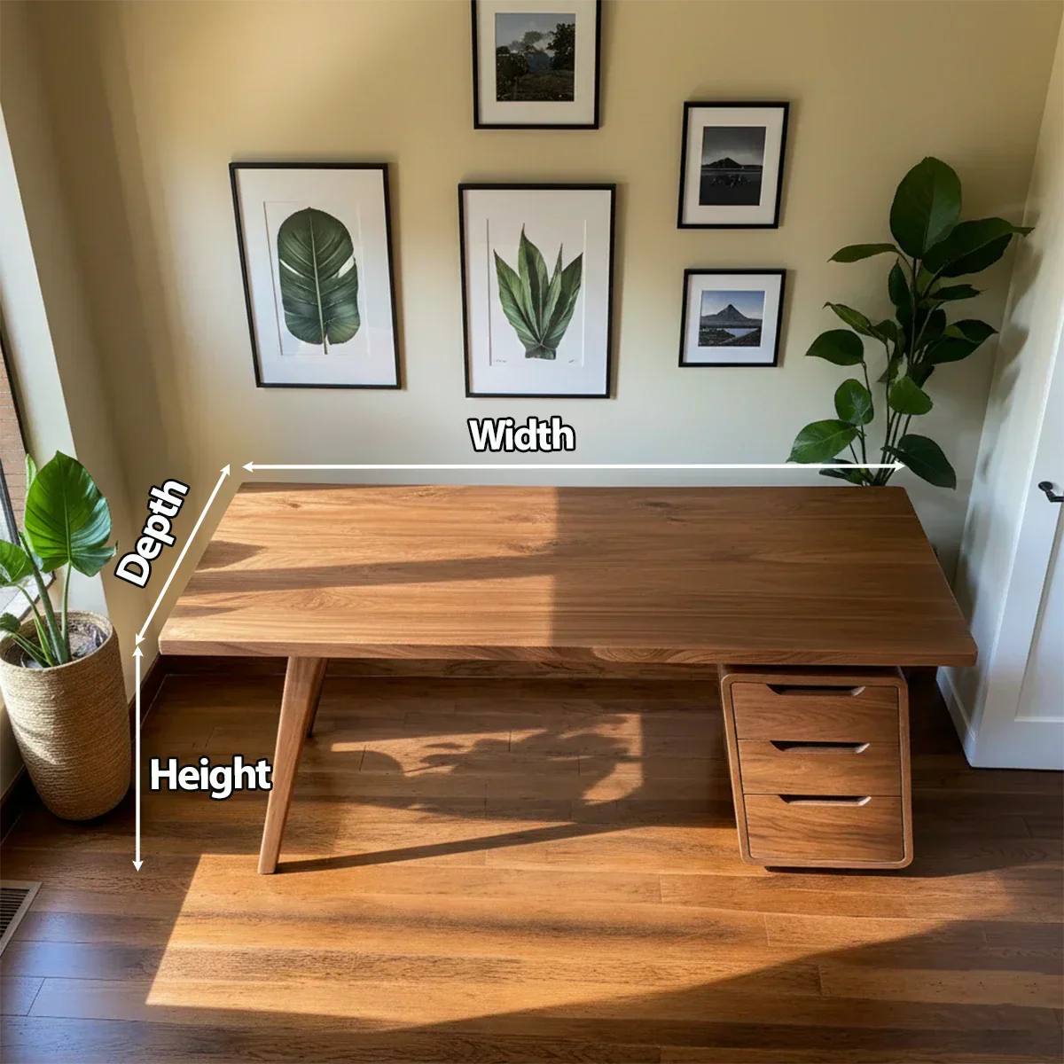 Solid Wood Modern Desk with Integrated Drawer Unit - Rustiracraft