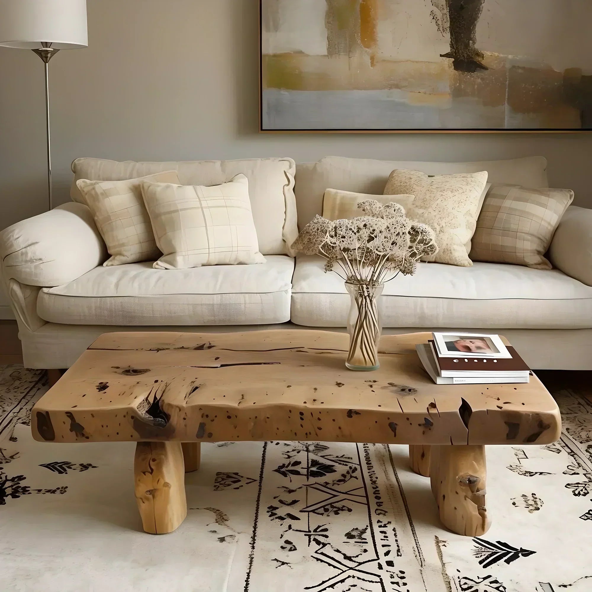 Solid Wood Sofa Coffee Table – Handmade Rustic Living Room Table - Rustiracraft