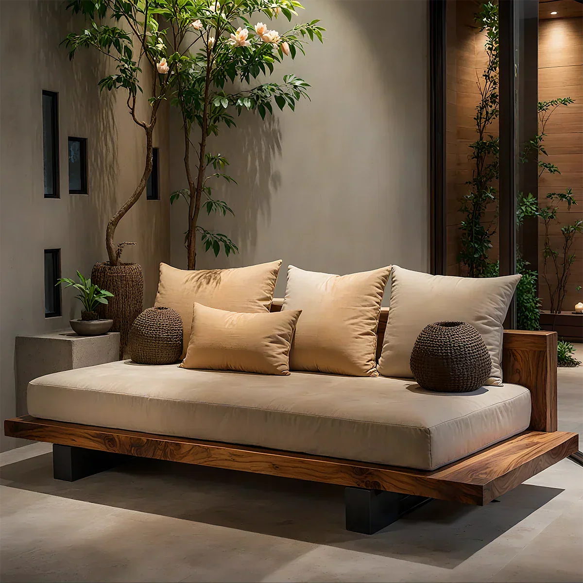 Solid Wood Sofa – Japandi Sanctuary of Calm - Rustiracraft
