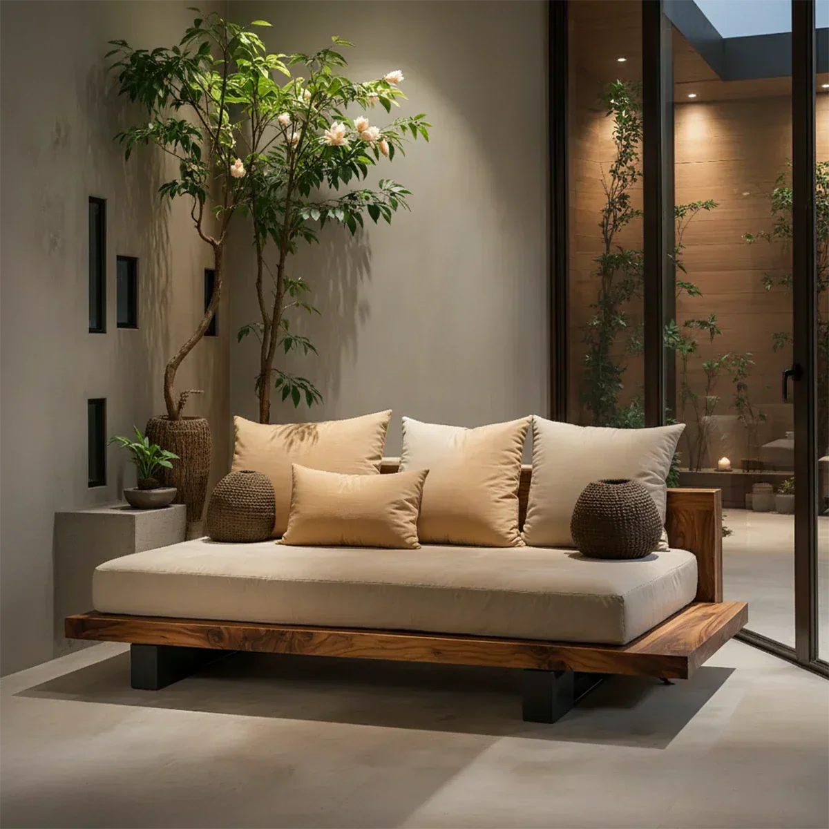 Solid Wood Sofa – Japandi Sanctuary of Calm - Rustiracraft