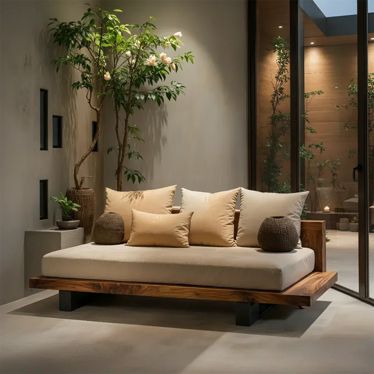 Solid Wood Sofa – Japandi Sanctuary of Calm - Rustiracraft