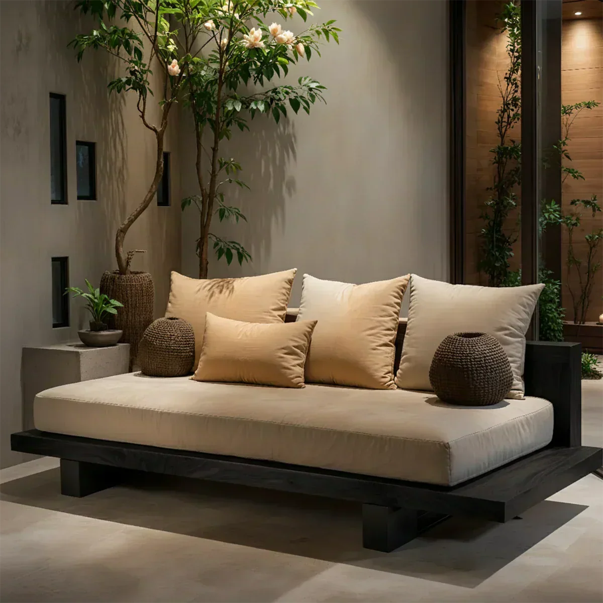Solid Wood Sofa – Japandi Sanctuary of Calm - Rustiracraft