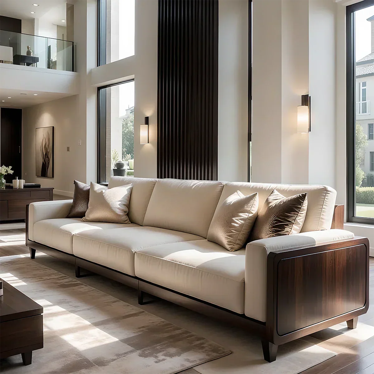 Solid Wood Sofa – Modern Minimalist Elegance - Rustiracraft
