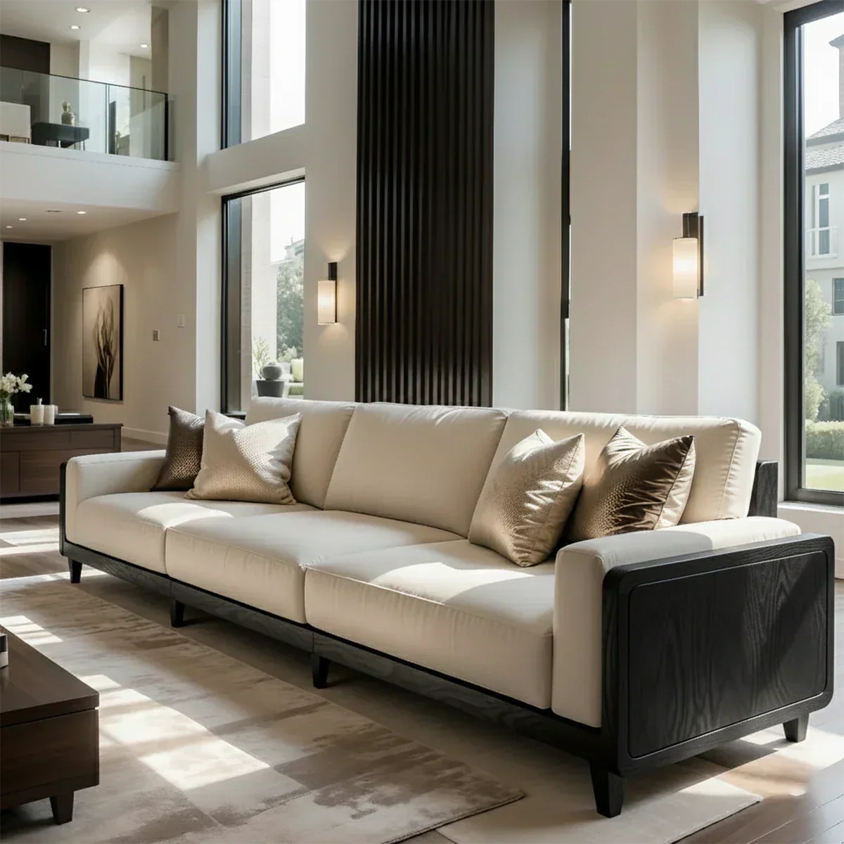 Solid Wood Sofa – Modern Minimalist Elegance - Rustiracraft