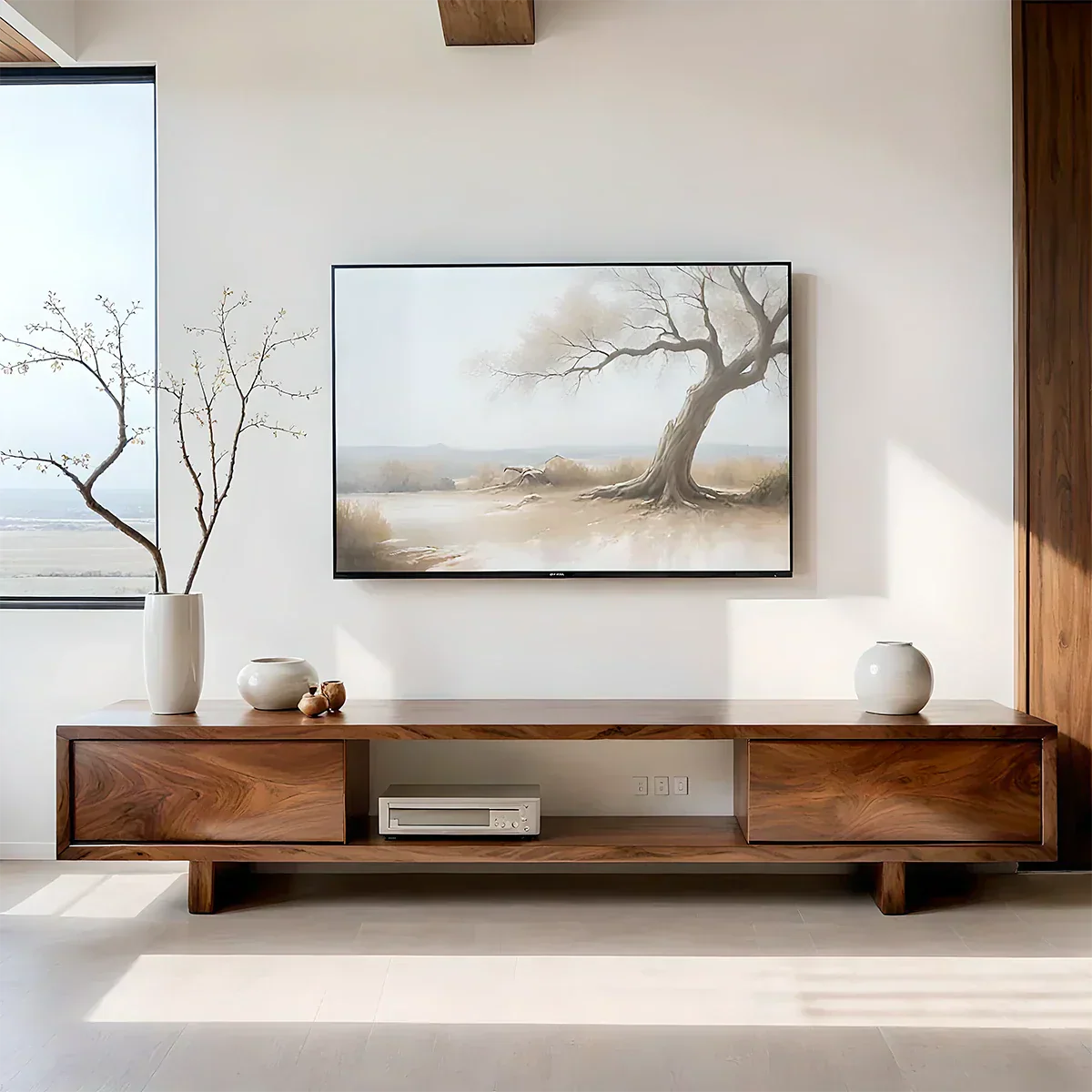 Solid Wood TV Stand – Minimalist Linear Console - Rustiracraft