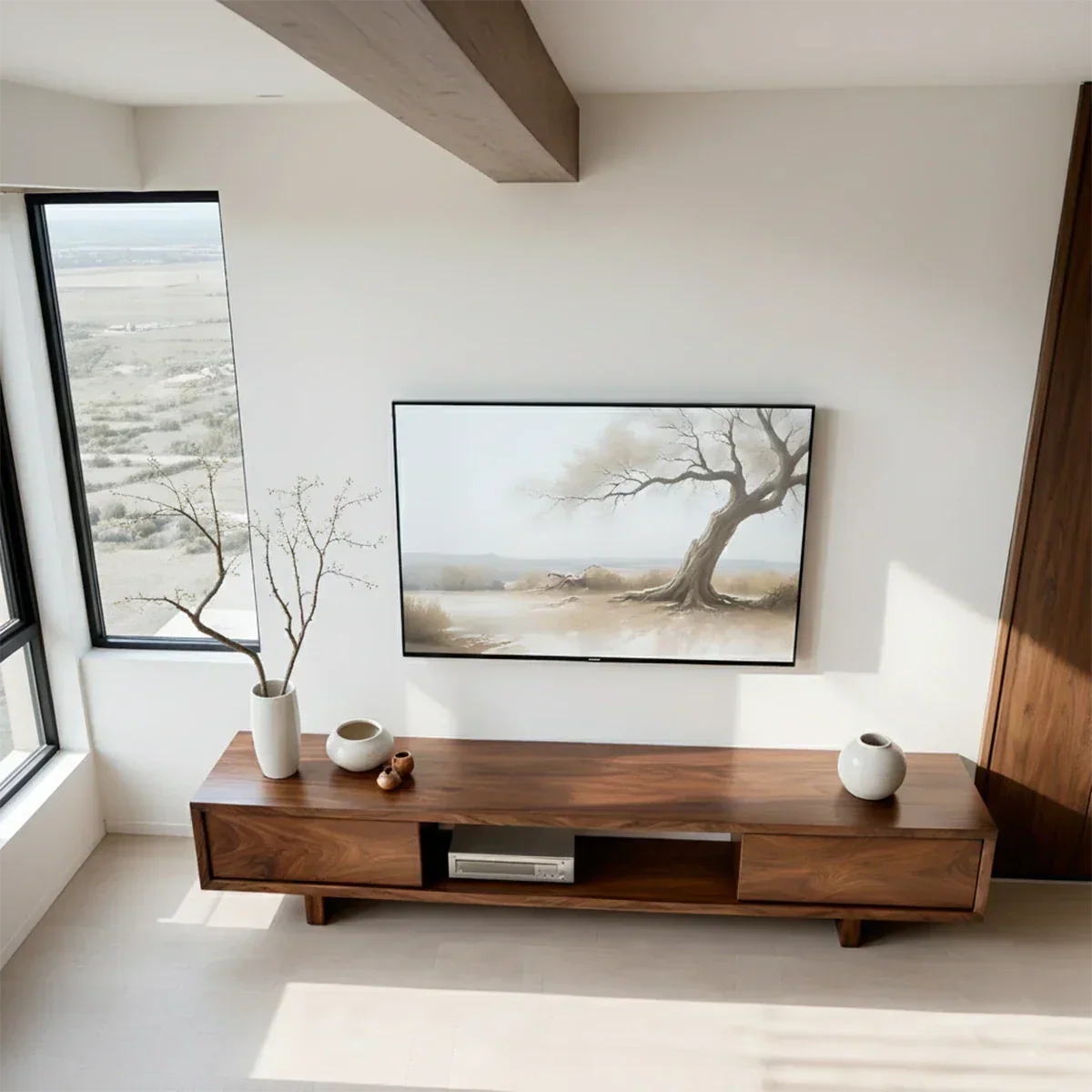 Solid Wood TV Stand – Minimalist Linear Console - Rustiracraft