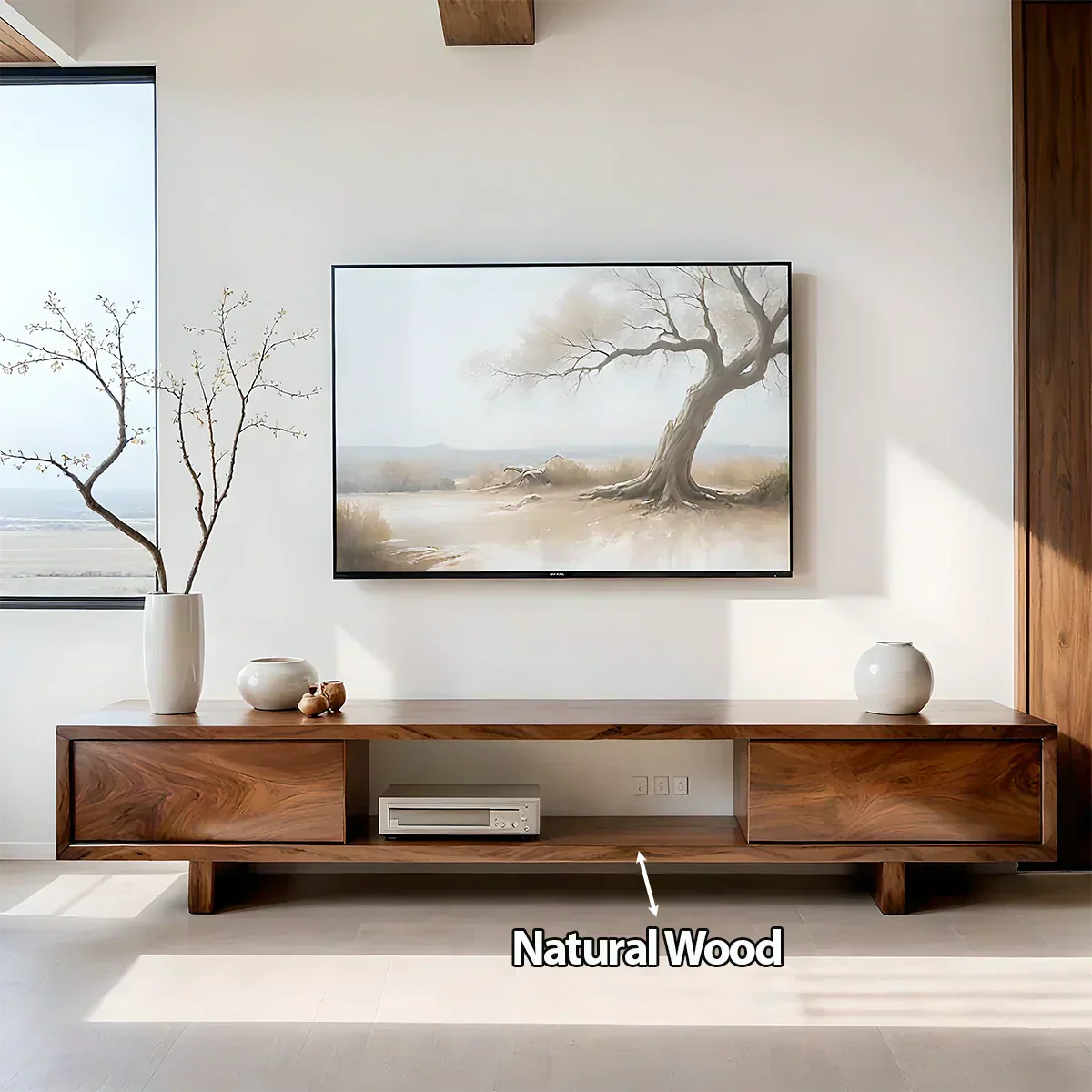 Solid Wood TV Stand – Minimalist Linear Console - Rustiracraft