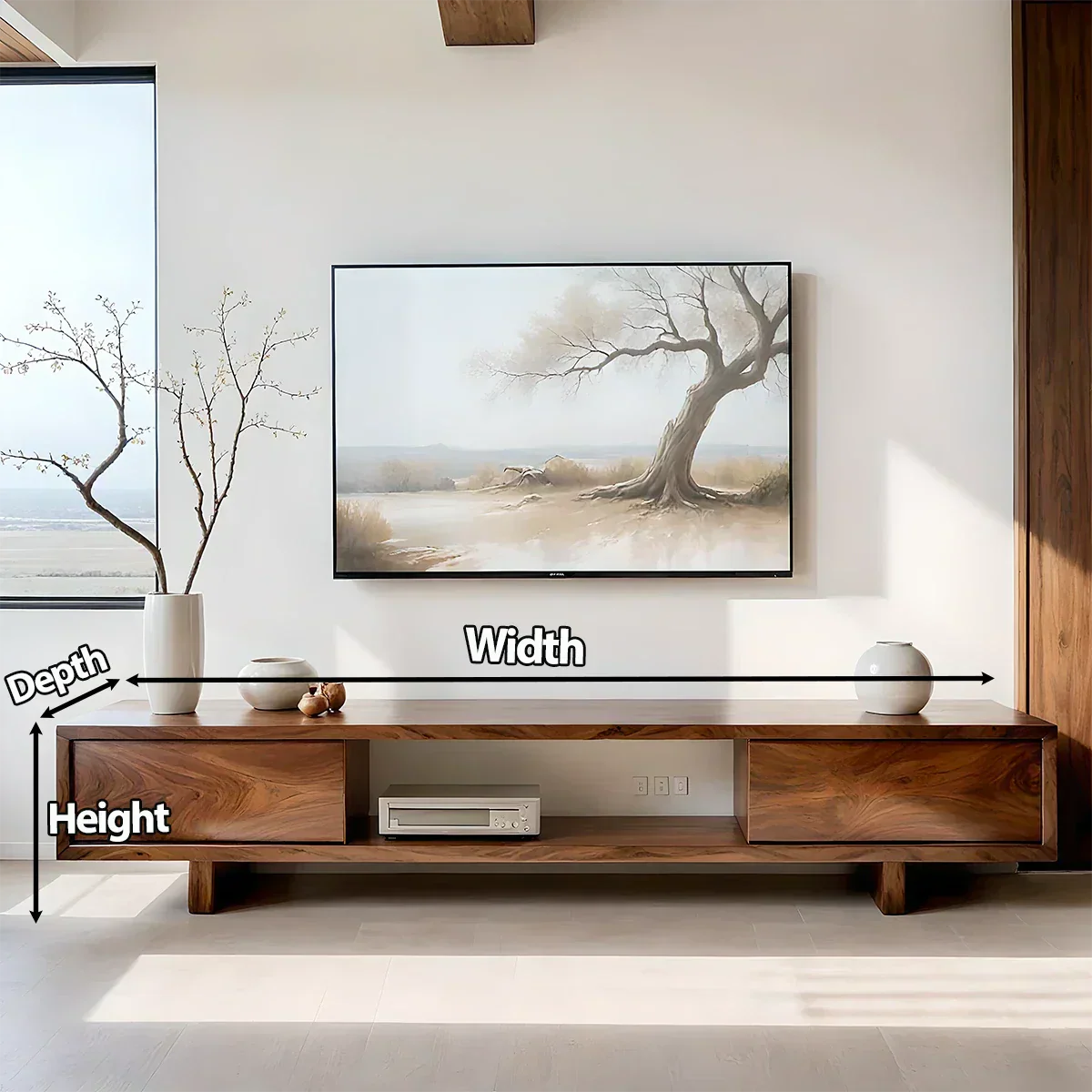 Solid Wood TV Stand – Minimalist Linear Console - Rustiracraft
