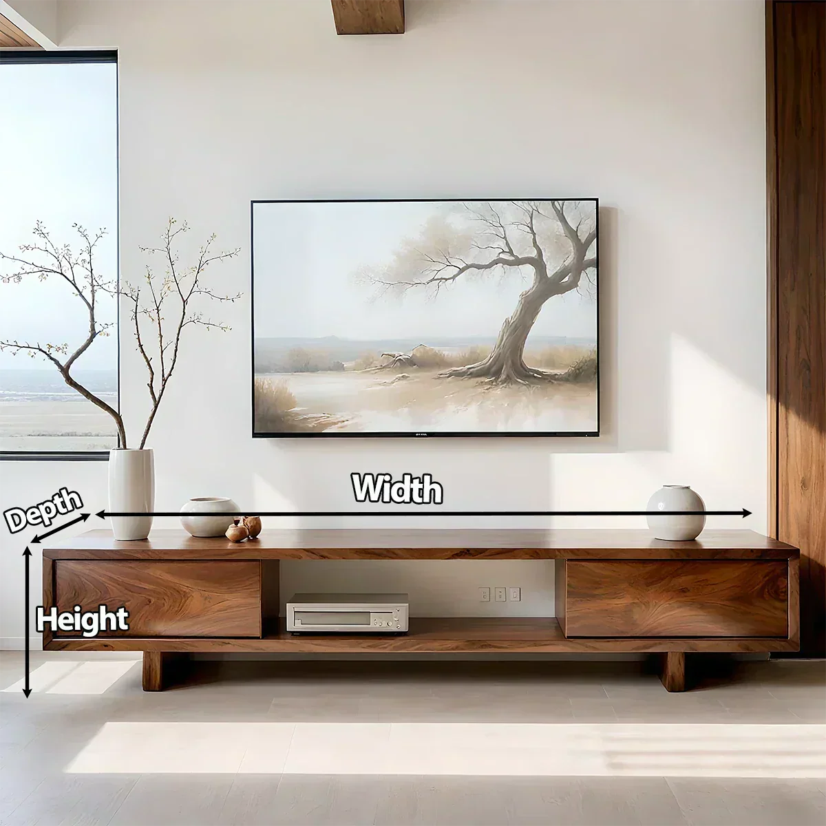 Solid Wood TV Stand – Minimalist Linear Console - Rustiracraft