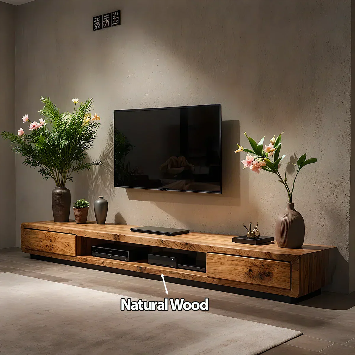 Solid Wood TV Stand – Modern Architectural Block Design - Rustiracraft