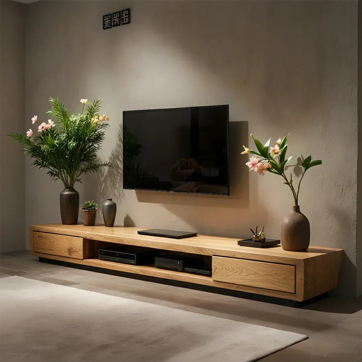 Solid Wood TV Stand – Modern Architectural Block Design - Rustiracraft