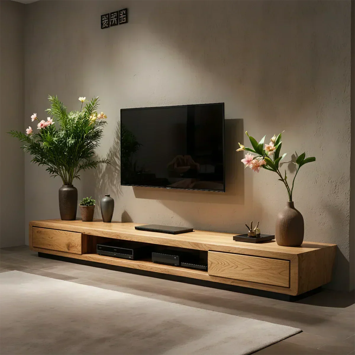 Solid Wood TV Stand – Modern Architectural Block Design - Rustiracraft