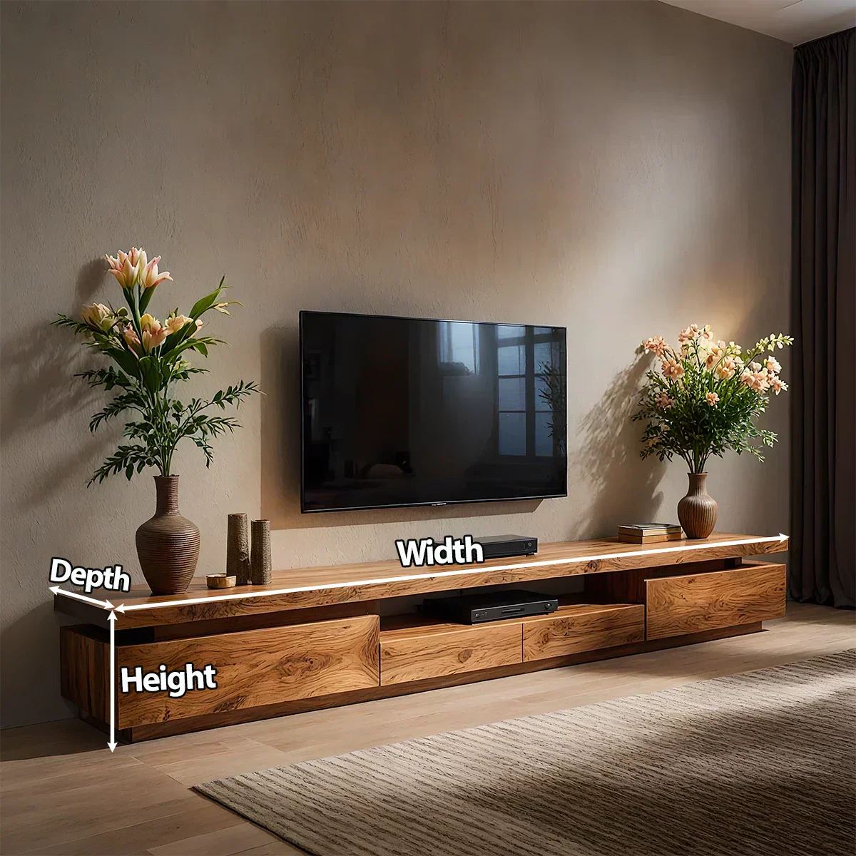 Solid Wood TV Stand – Modern Architectural Linear Design - Rustiracraft