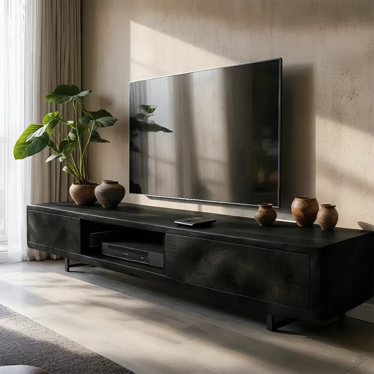 Solid Wood TV Stand – Modern Luxury Grainflow Design - Rustiracraft