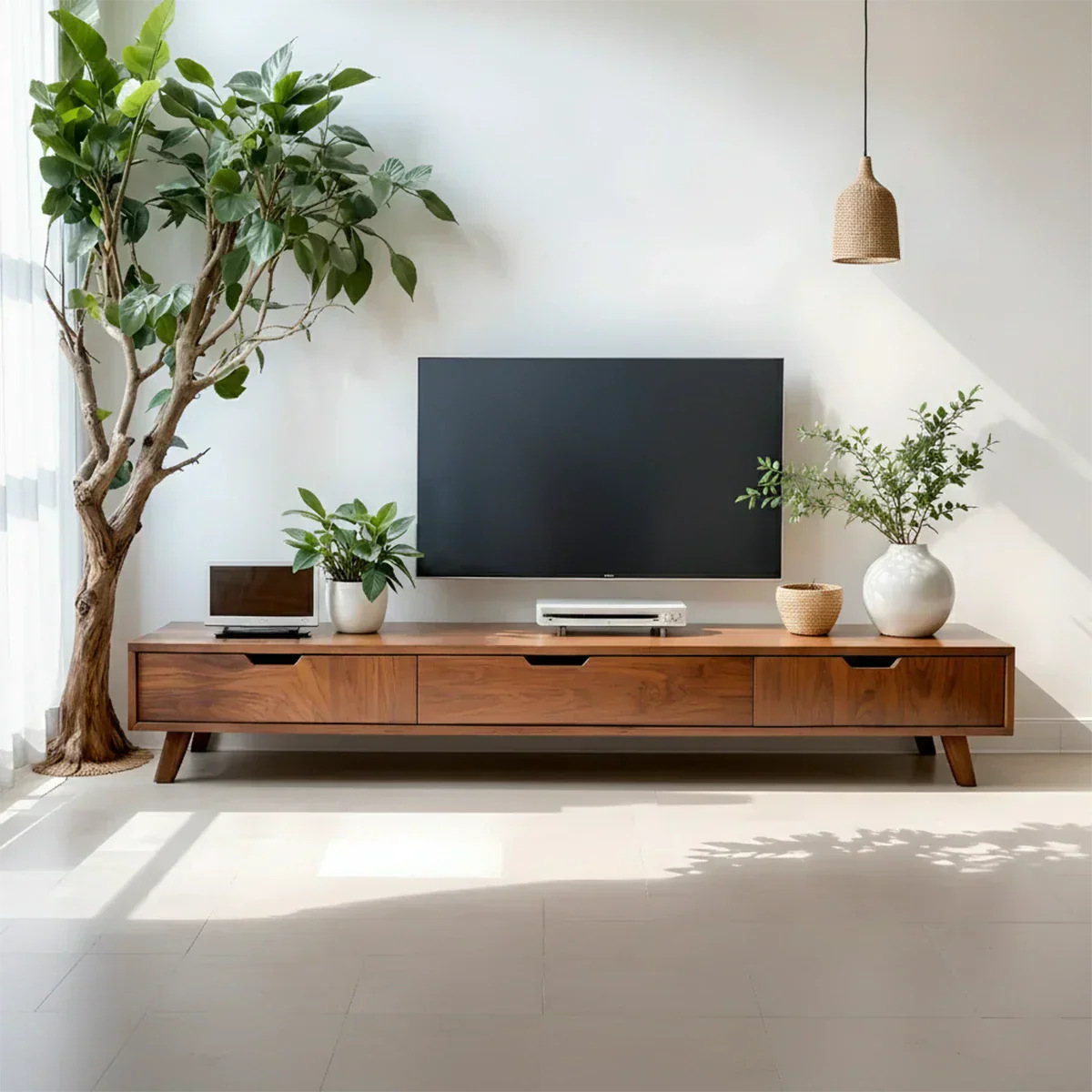 Solid Wood TV Stand – Modern Minimalist Architectural Design - Rustiracraft