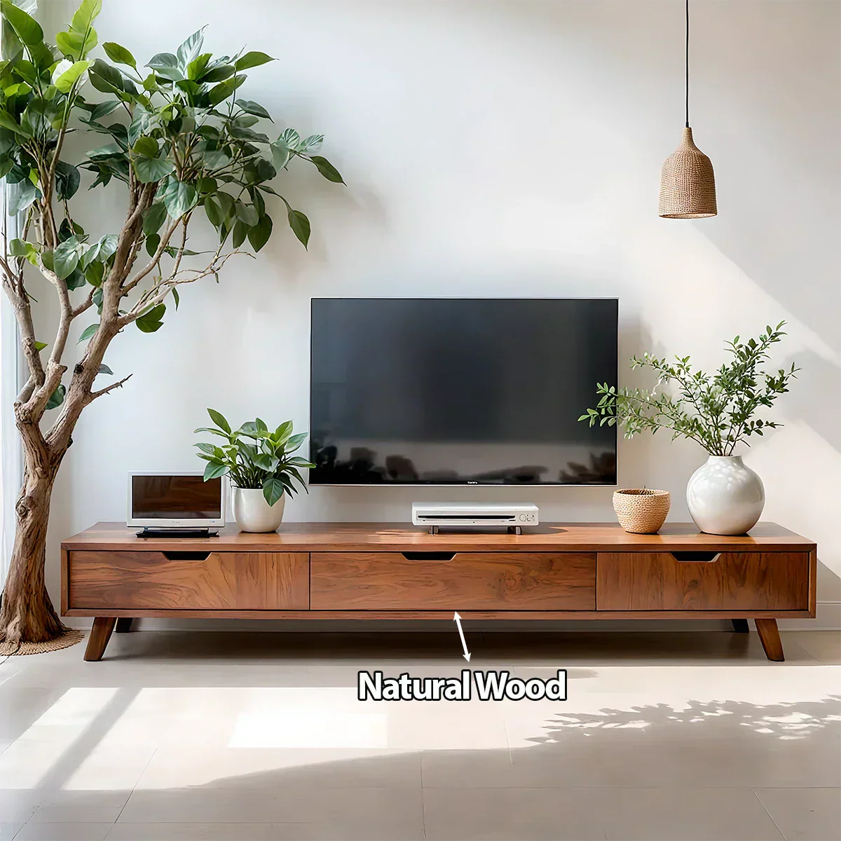 Solid Wood TV Stand – Modern Minimalist Architectural Design - Rustiracraft