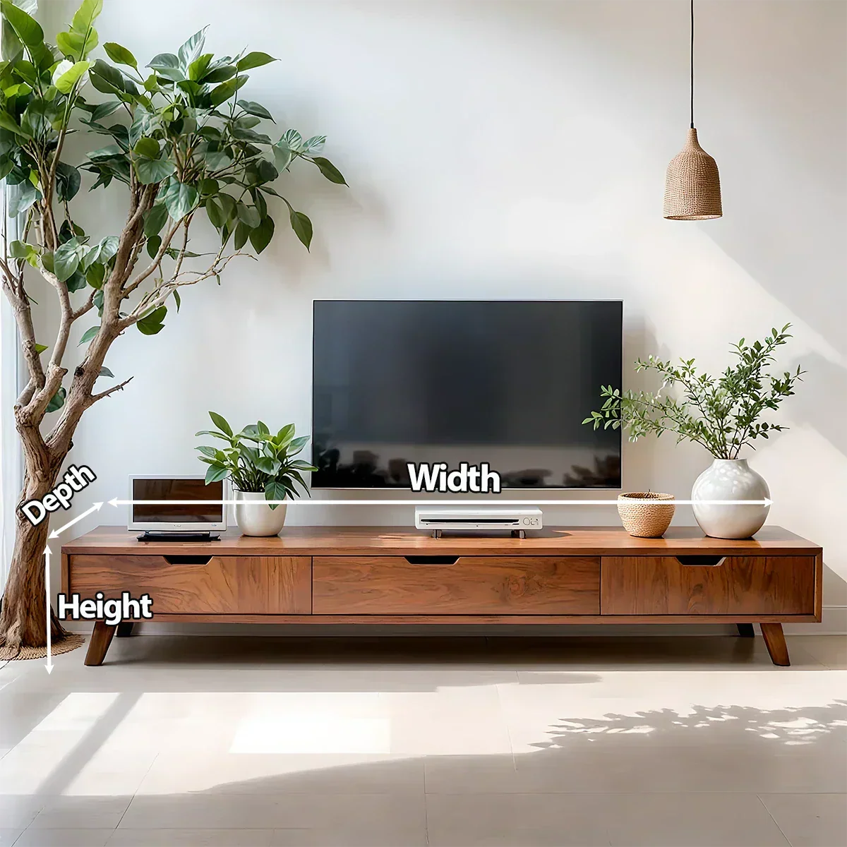 Solid Wood TV Stand – Modern Minimalist Architectural Design - Rustiracraft
