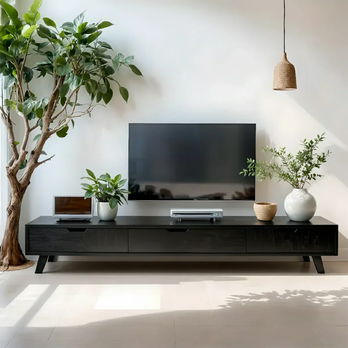 Solid Wood TV Stand – Modern Minimalist Architectural Design - Rustiracraft