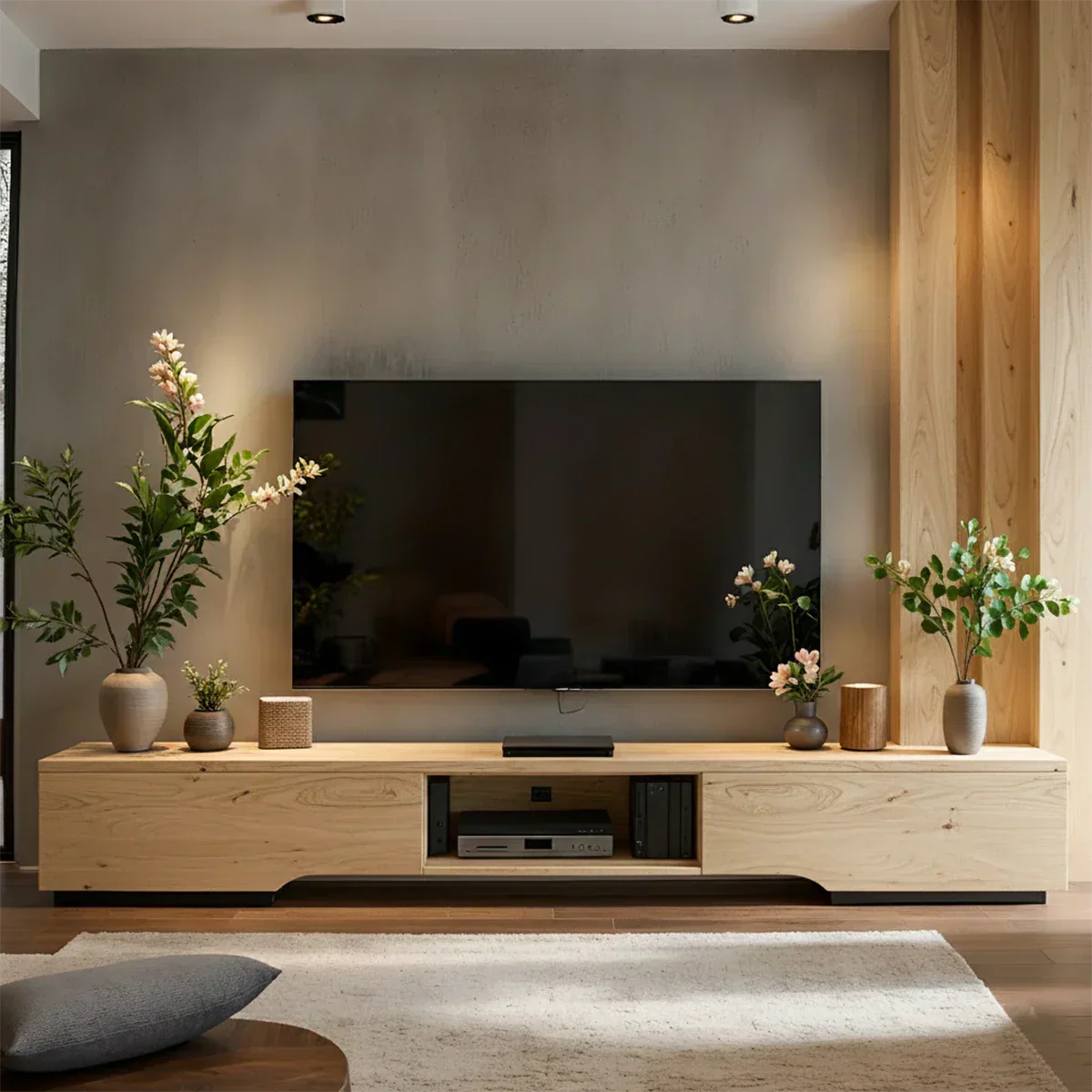 Solid Wood TV Stand – Modern Wabi Sabi Media Console - Rustiracraft