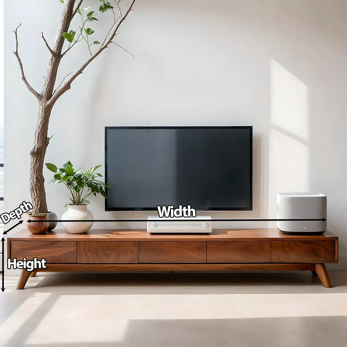 Solid Wood TV Stand – Scandinavian Minimalist Linear Design - Rustiracraft