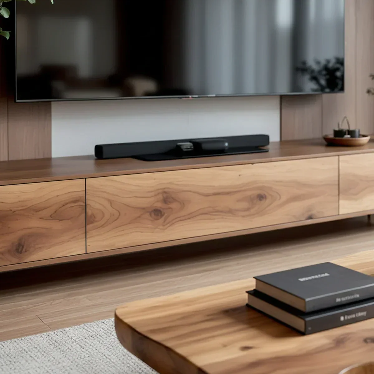 Solid Wood Wabi Sabi TV Stand – Natural Finish Media Console - Rustiracraft