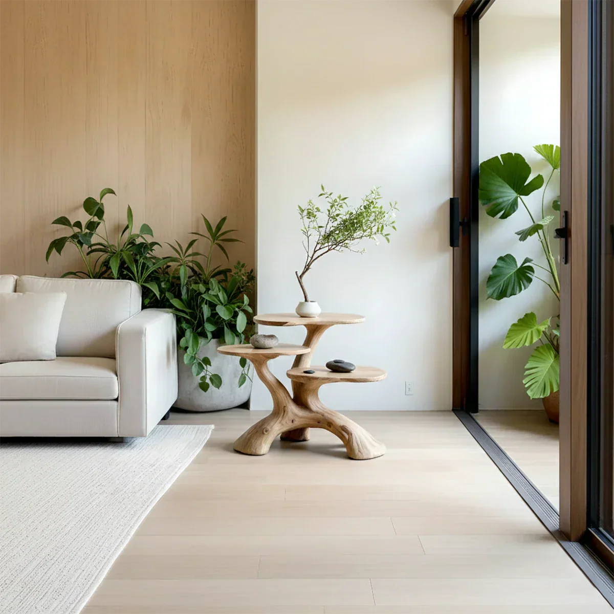 Three-Tier Organic Shape Natural Solid Wood Table - Rustiracraft