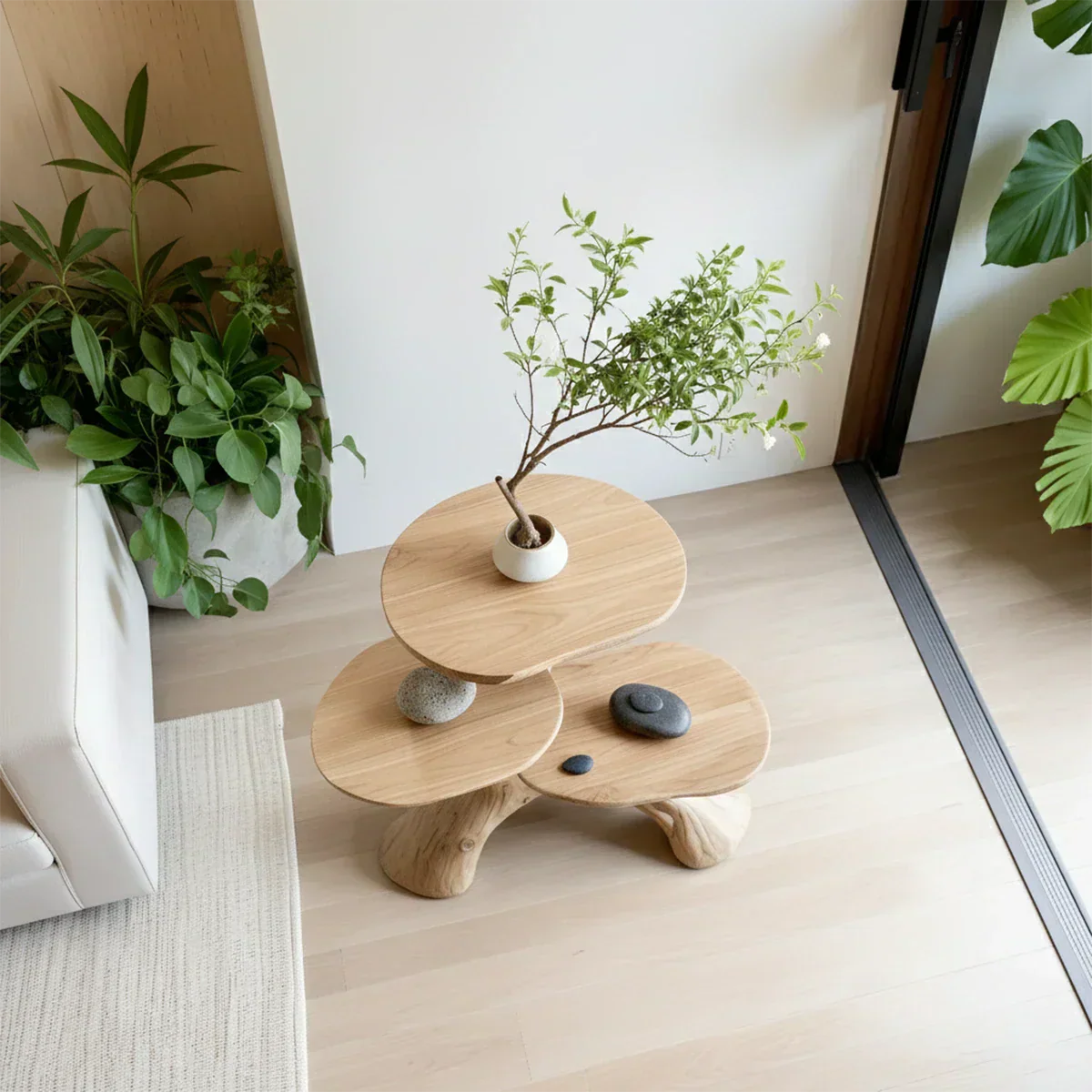 Three-Tier Organic Shape Natural Solid Wood Table - Rustiracraft