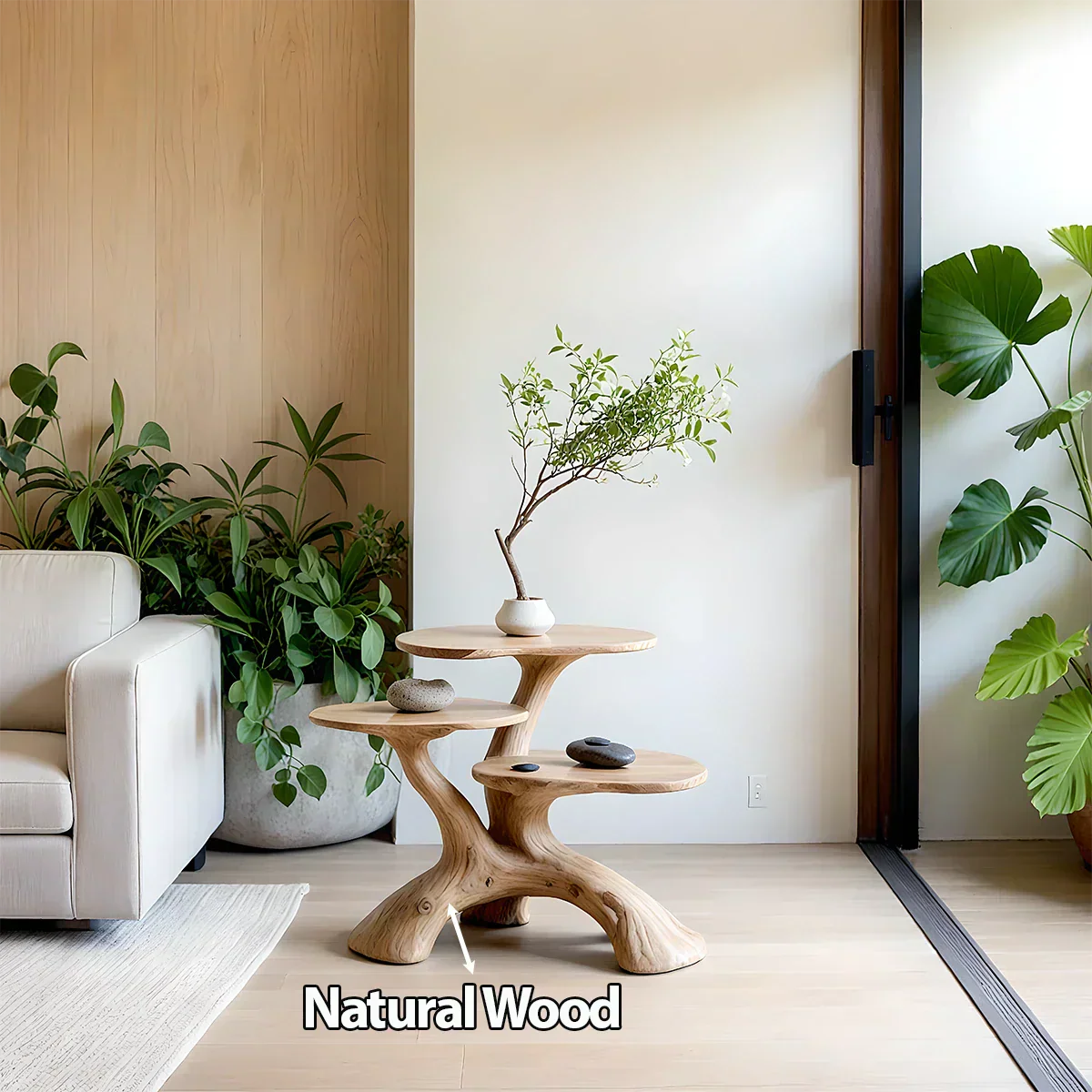 Three-Tier Organic Shape Natural Solid Wood Table - Rustiracraft