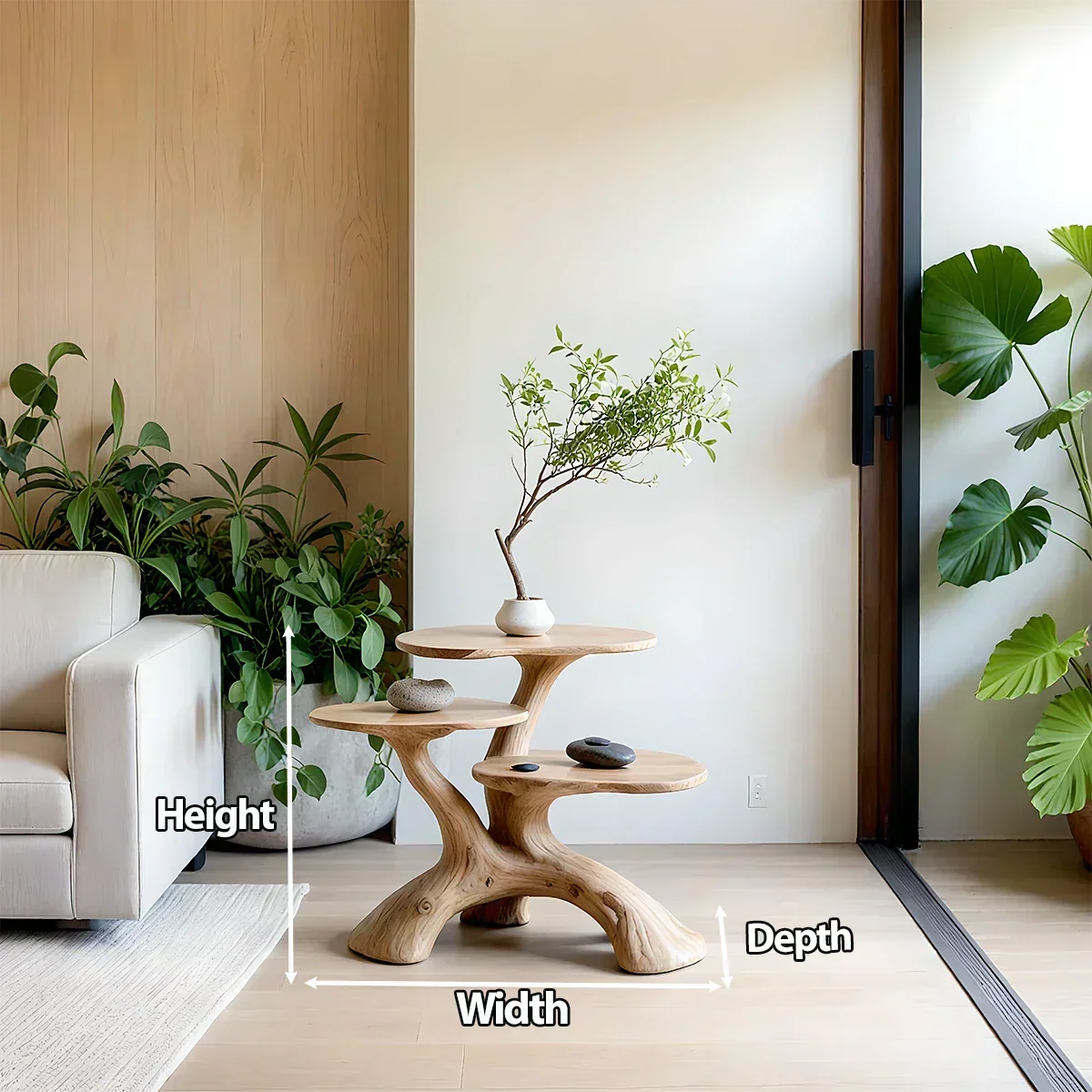 Three-Tier Organic Shape Natural Solid Wood Table - Rustiracraft