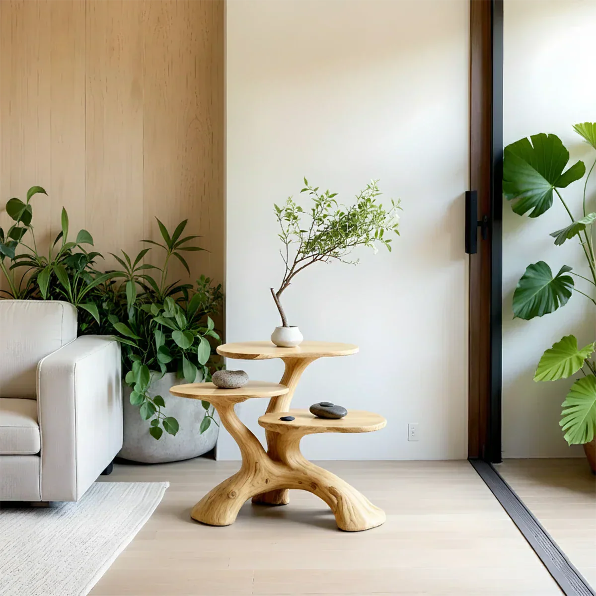 Three-Tier Organic Shape Natural Solid Wood Table - Rustiracraft
