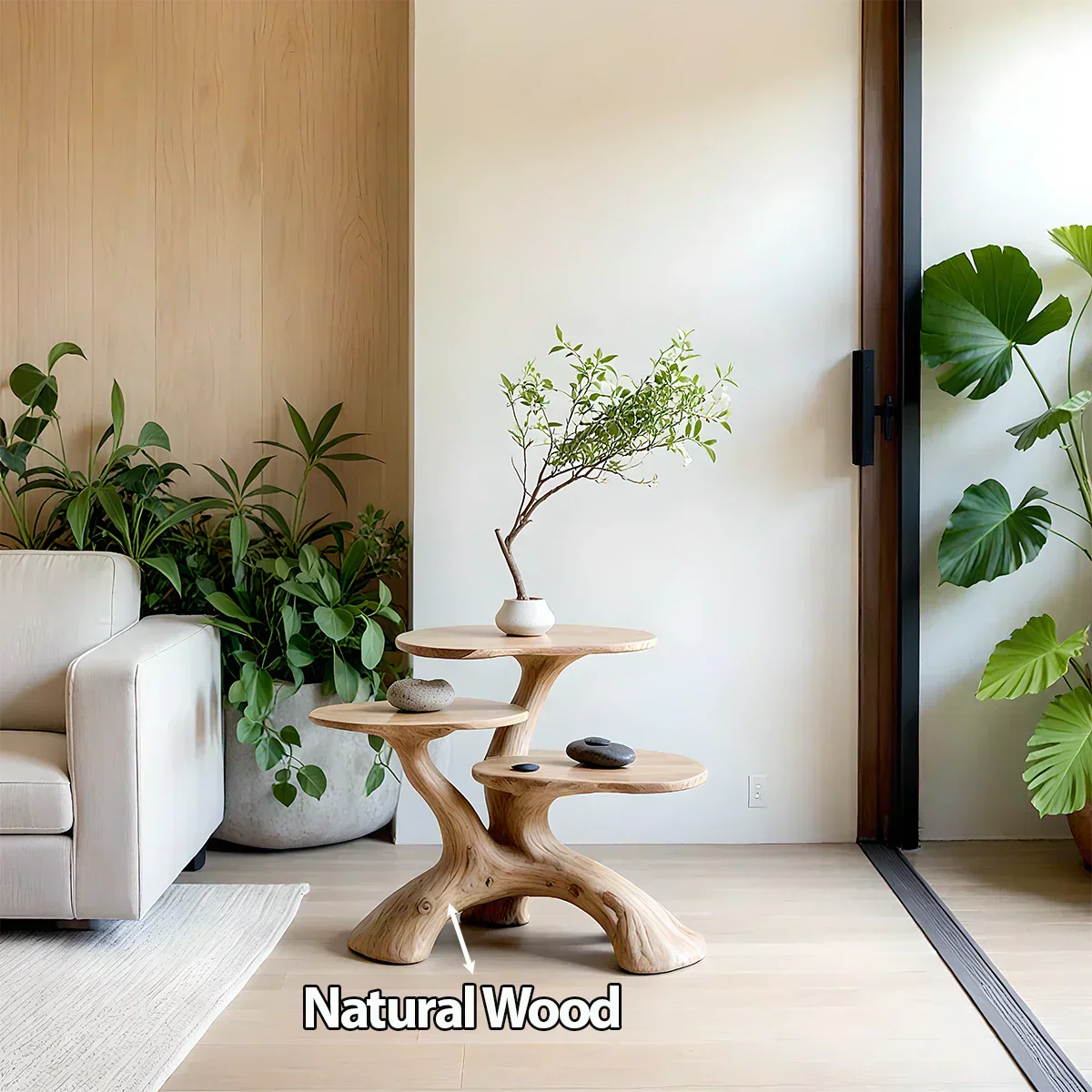 Three-Tier Organic Shape Natural Solid Wood Table - Rustiracraft