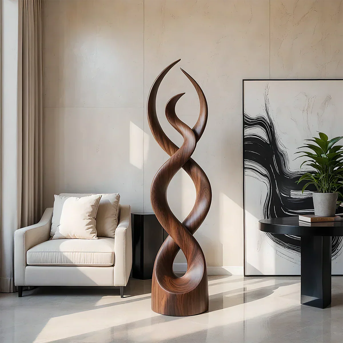Twisted Harmony Abstract Sculpture for Modern Interiors - Rustiracraft
