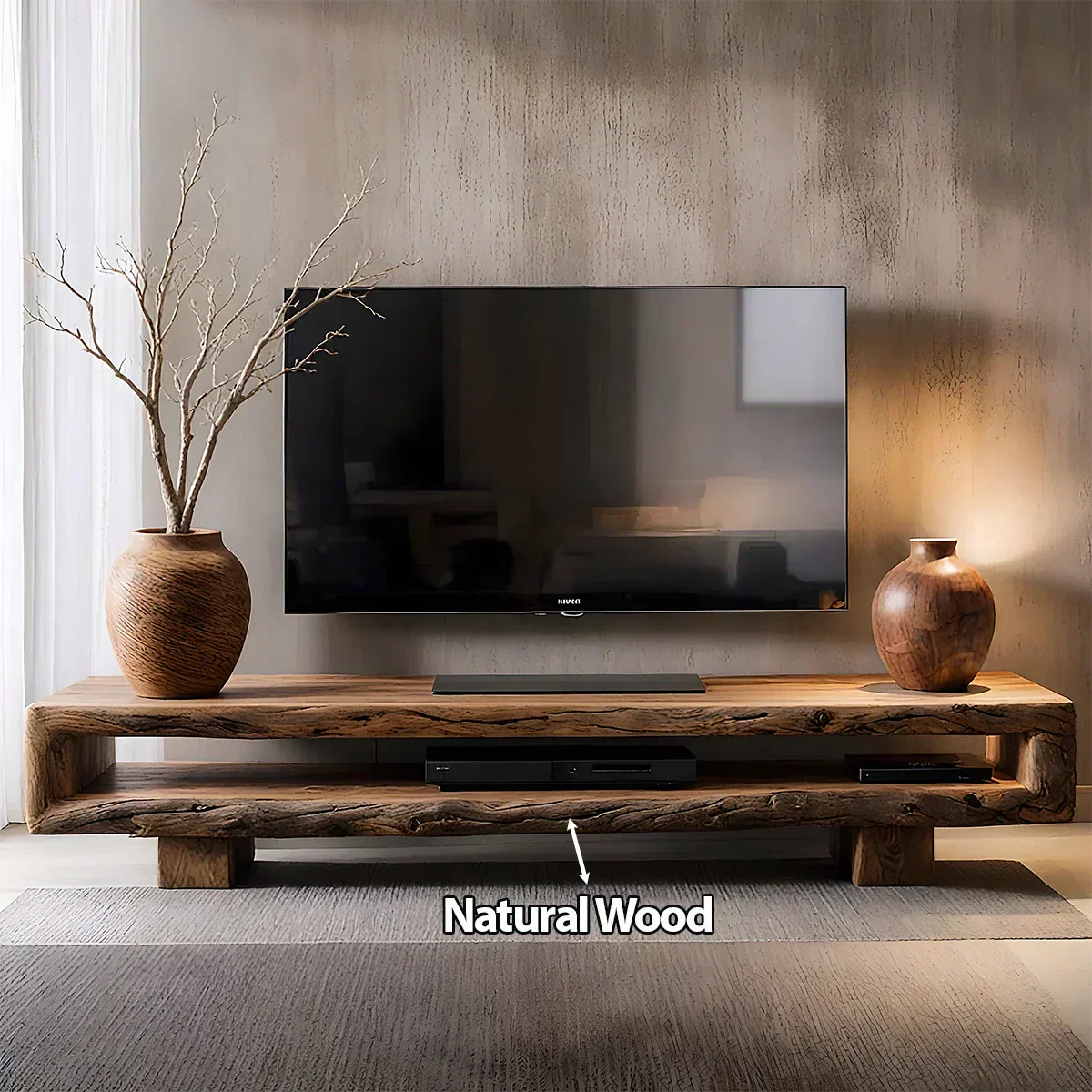 Wabi Sabi Solid Wood TV Stand – Rustic Driftwood Media Console - Rustiracraft