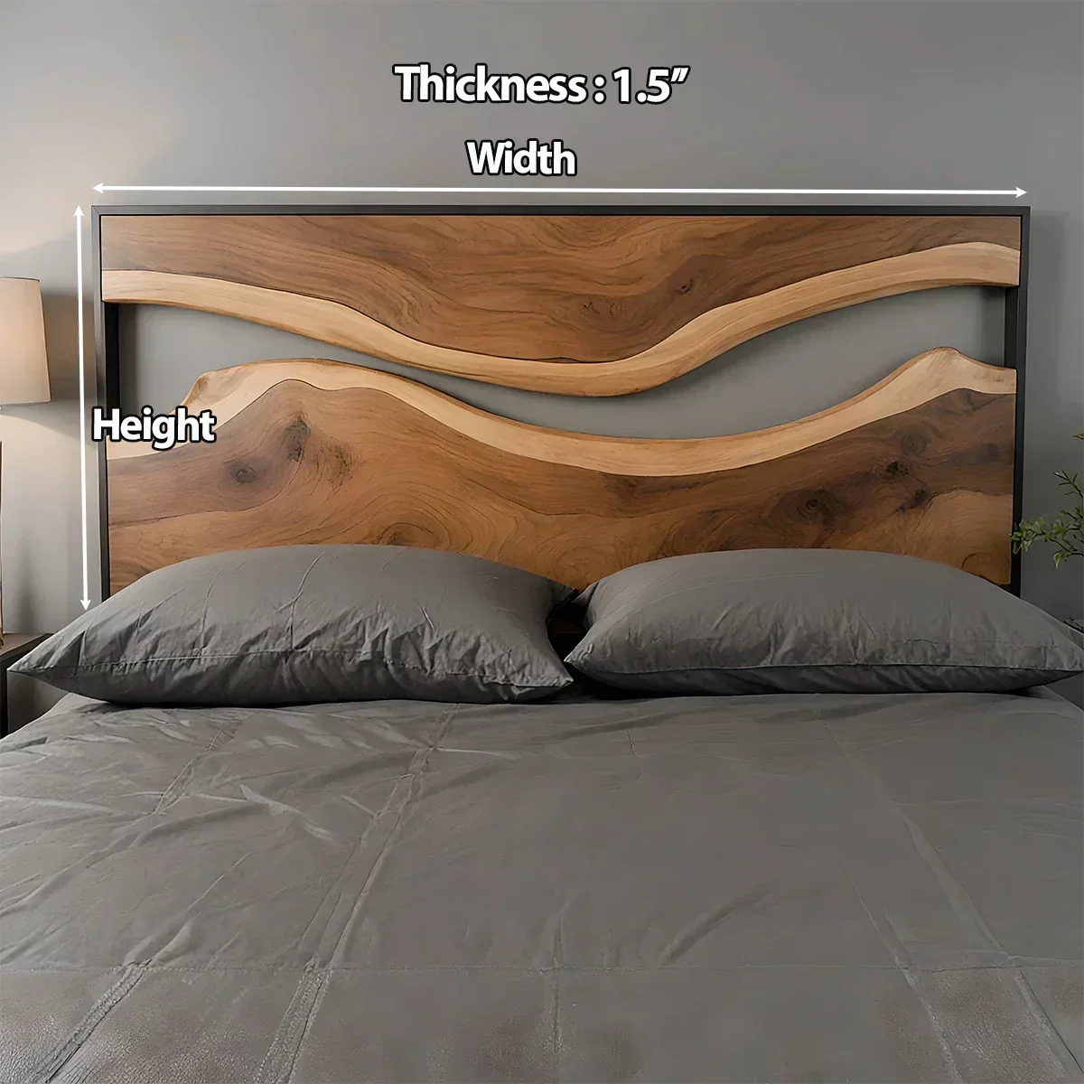 Wave Contour Solid Wood Headboard – Modern Flow Design - Rustiracraft