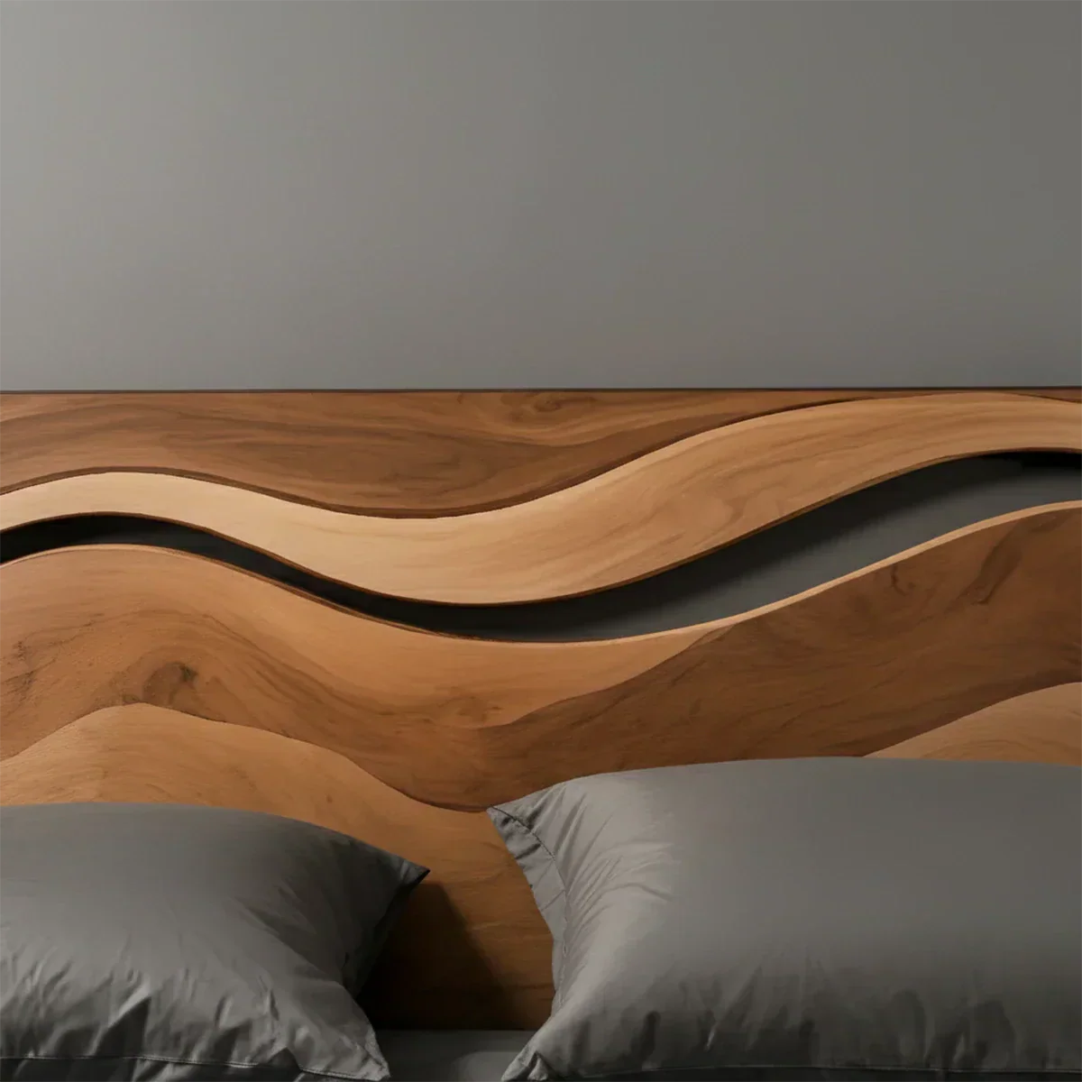 Wave Solid Wood Headboard – Contemporary Natural Flow - Rustiracraft