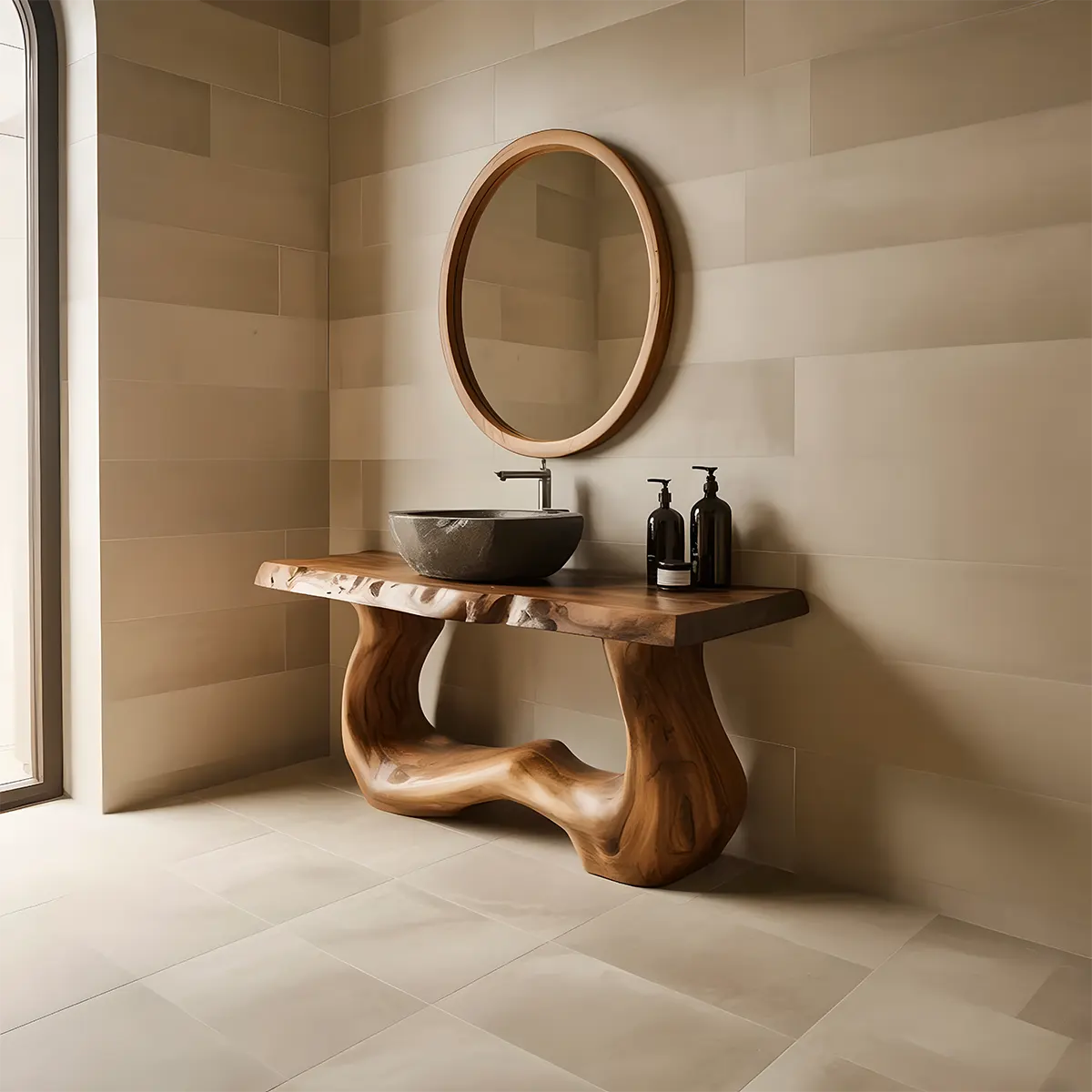WaveForm Vanity – Sculpted Solid Wood Live Edge Design - Rustiracraft
