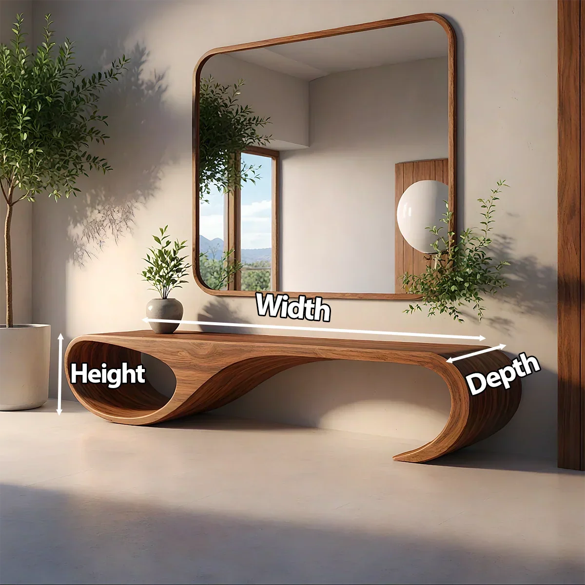 Waveform Sculpted Bench in Natural Solid Wood - Rustiracraft