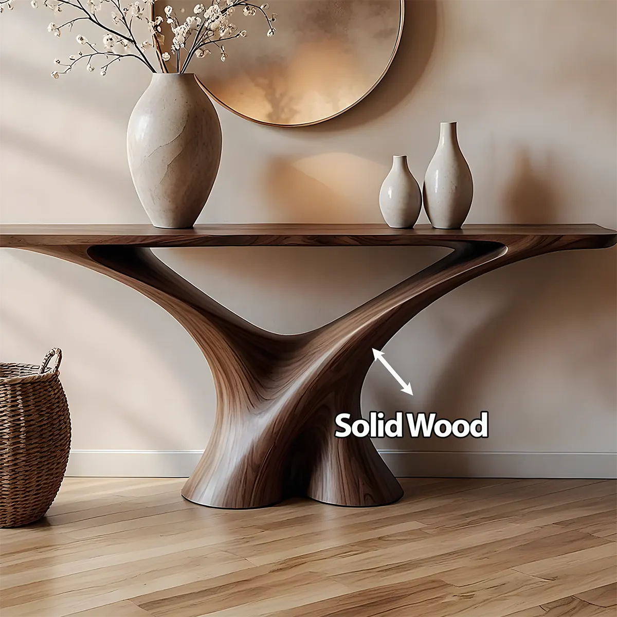 Y-Form Walnut Console Table – Handcrafted Modern Design - Rustiracraft