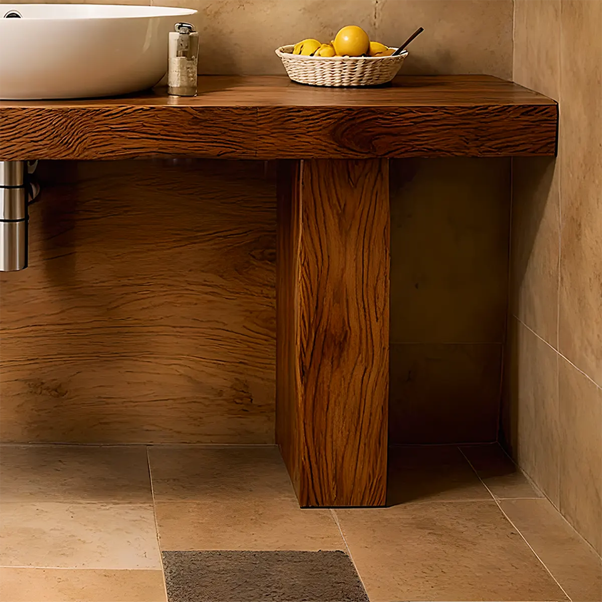 ZenFlow Solid Oak Vanity – Minimal Natural Bathroom Design - Rustiracraft