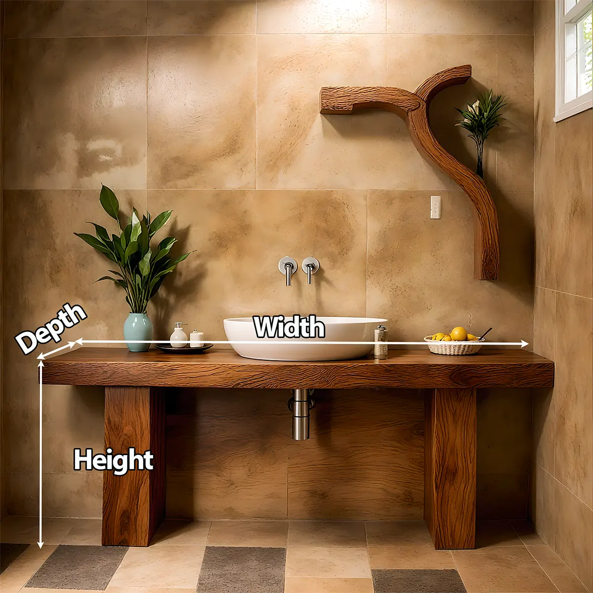 ZenFlow Solid Oak Vanity – Minimal Natural Bathroom Design - Rustiracraft