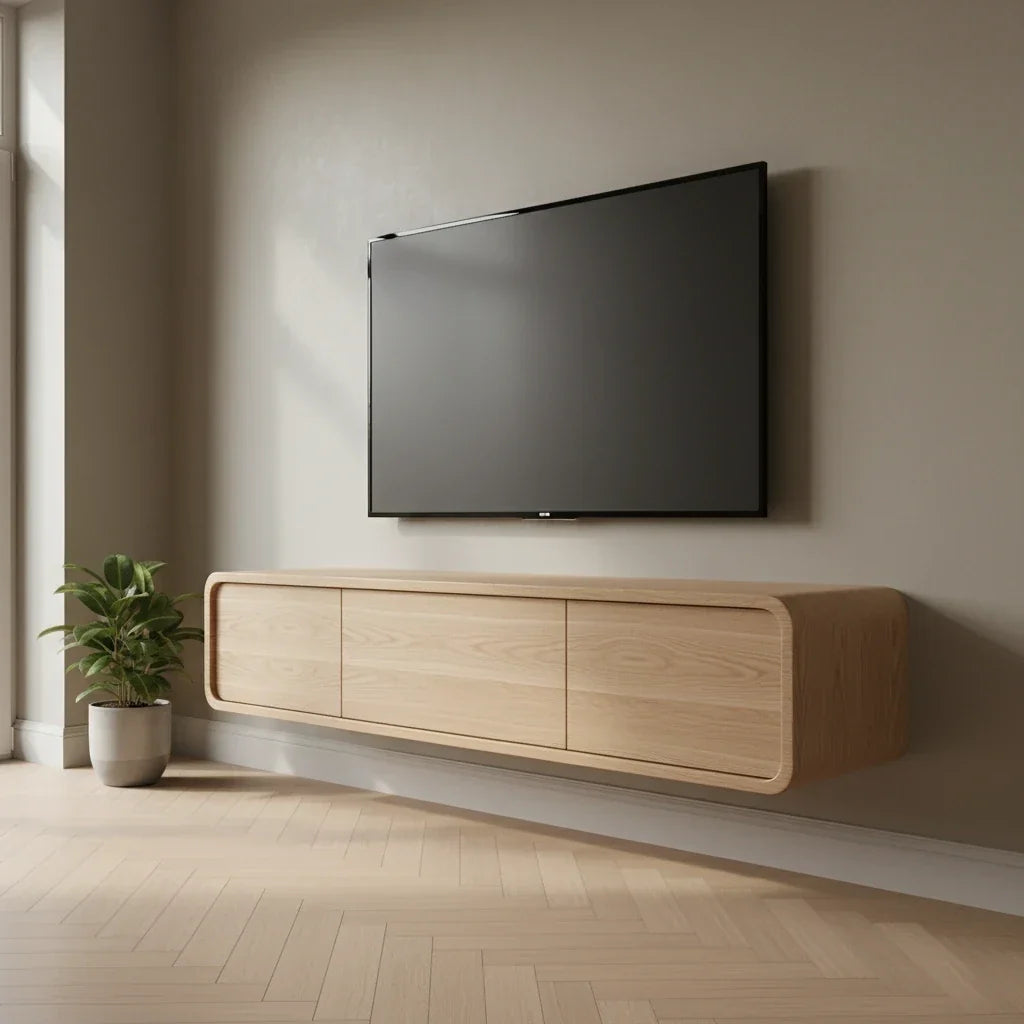 Floating TV Stands: Mounting Height, Fixings and Eight in Oak