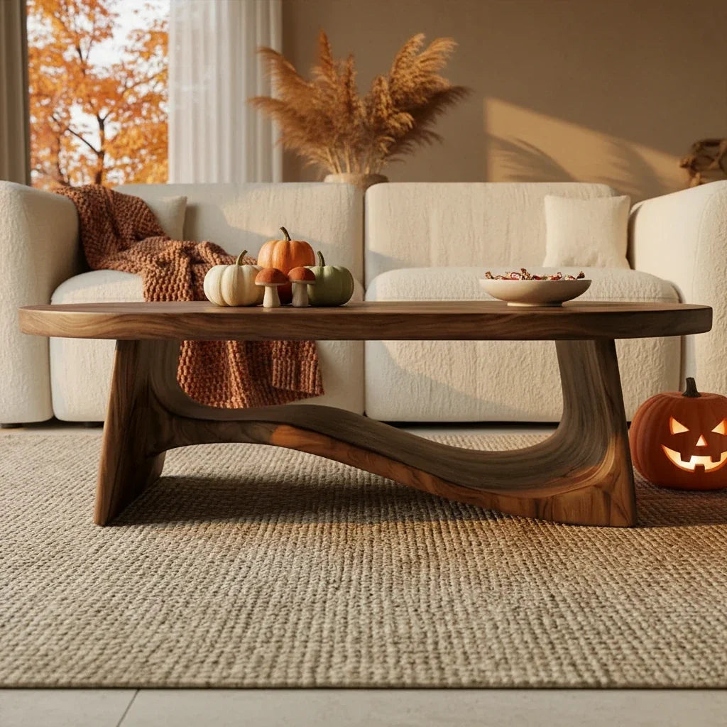 Organic Coffee Table Halloween Styling: Soft Shapes, Cozy Spooky
